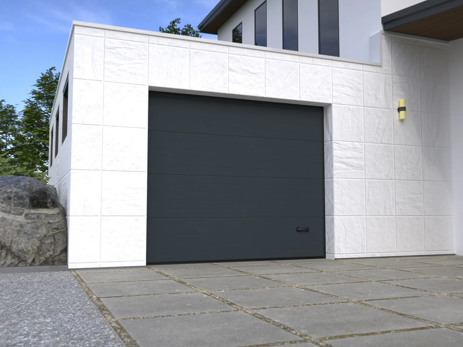 Porte de garage sectionnelle sur mesure rainurée anthracite - METRONIA