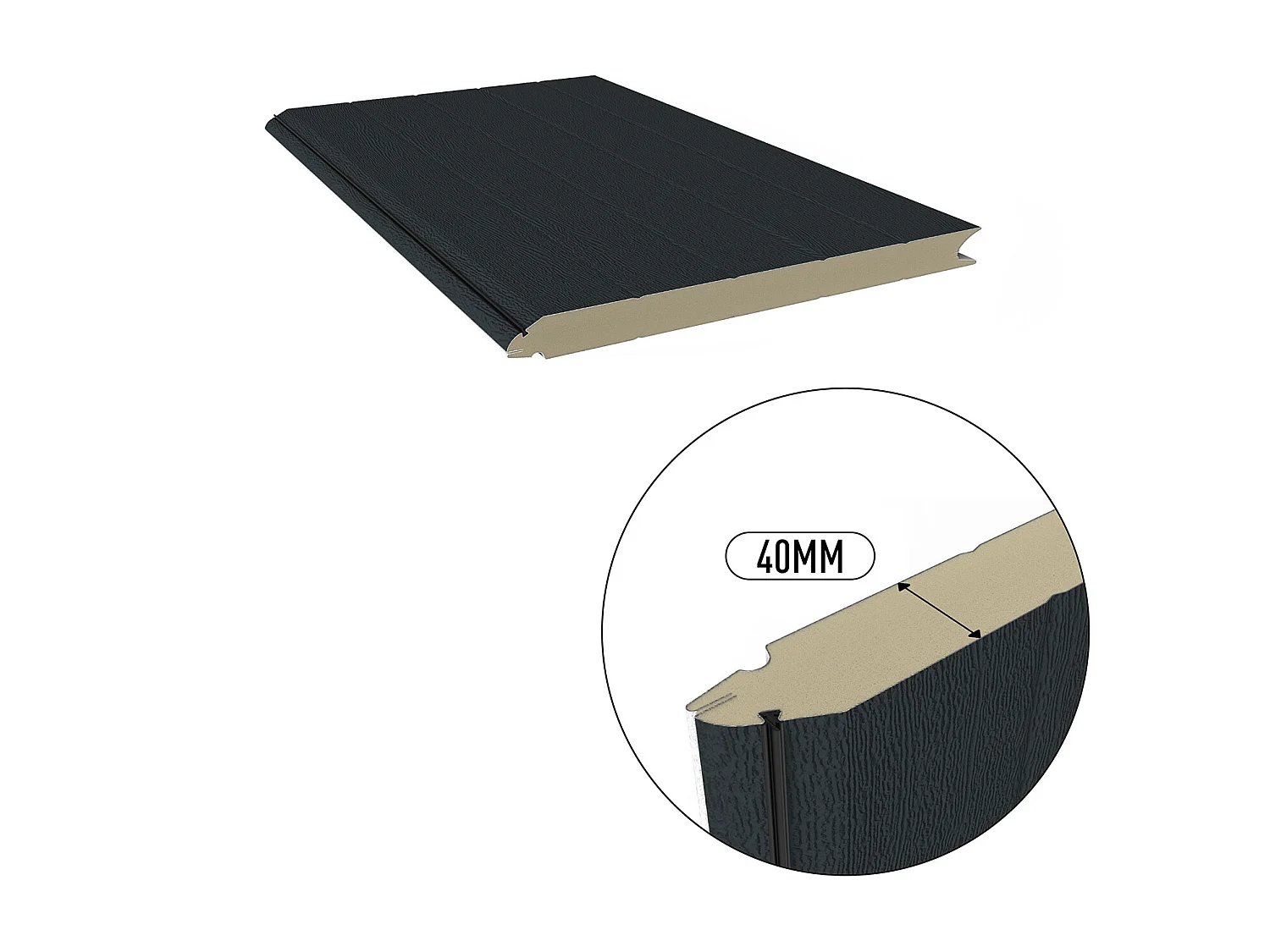 Porte de garage sectionnelle sur mesure rainurée anthracite - METRONIA