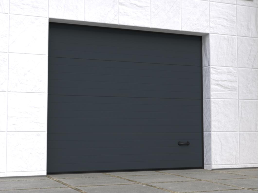 Porte de garage sectionnelle sur mesure rainurée anthracite - METRONIA