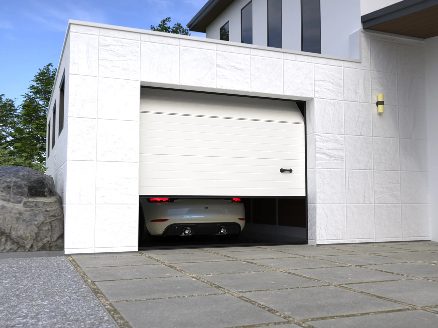 Porte de garage sectionnelle sur mesure rainurée blanche - METRONIA