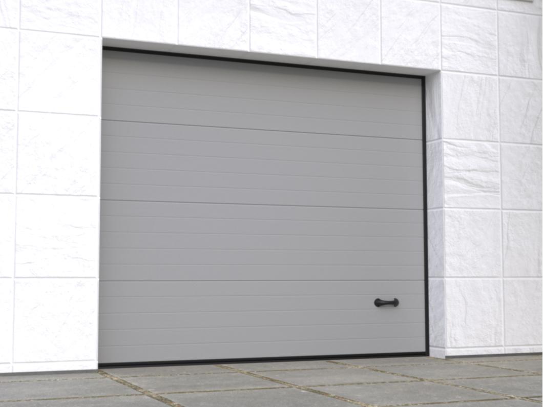 Porte de garage sectionnelle sur mesure rainurée grise - METRONIA