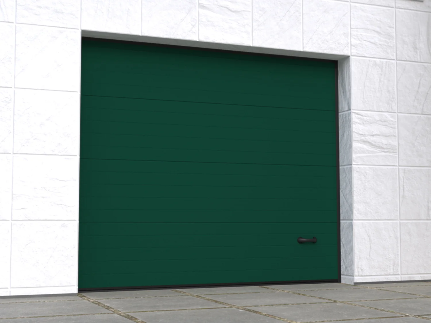 Porte de garage sectionnelle sur mesure rainurée verte - METRONIA