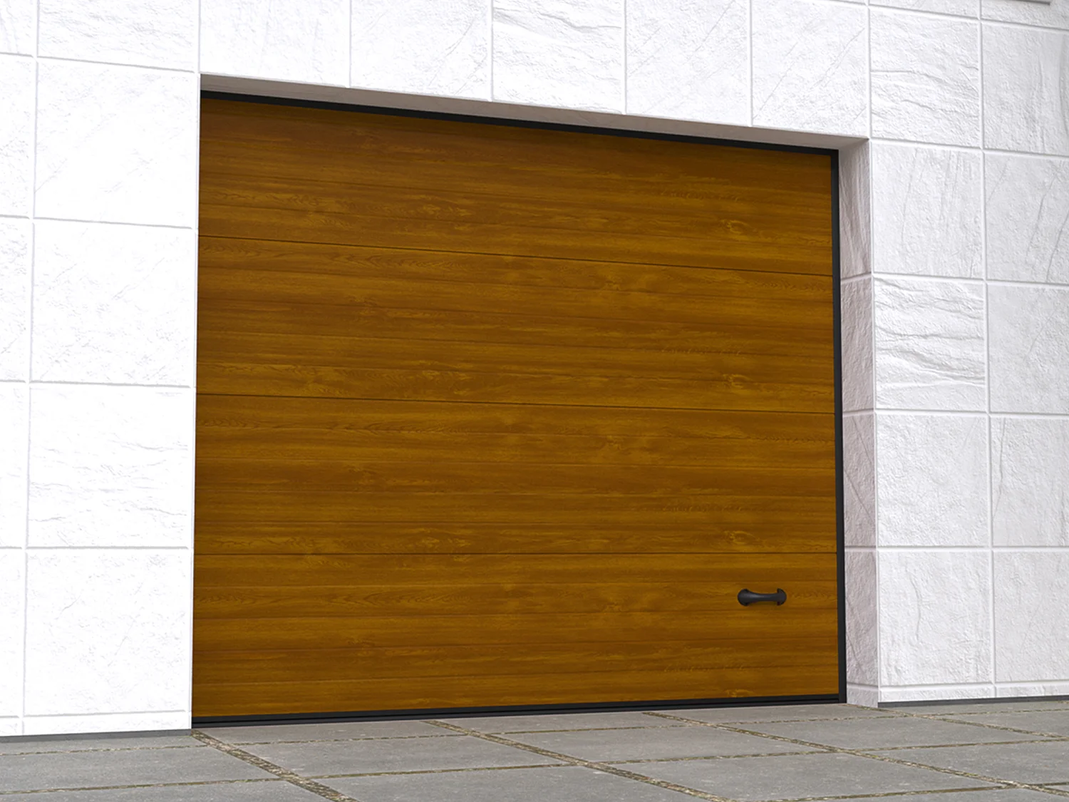 Porte de garage sectionnelle sur mesure rainurée naturelle foncée - METRONIA