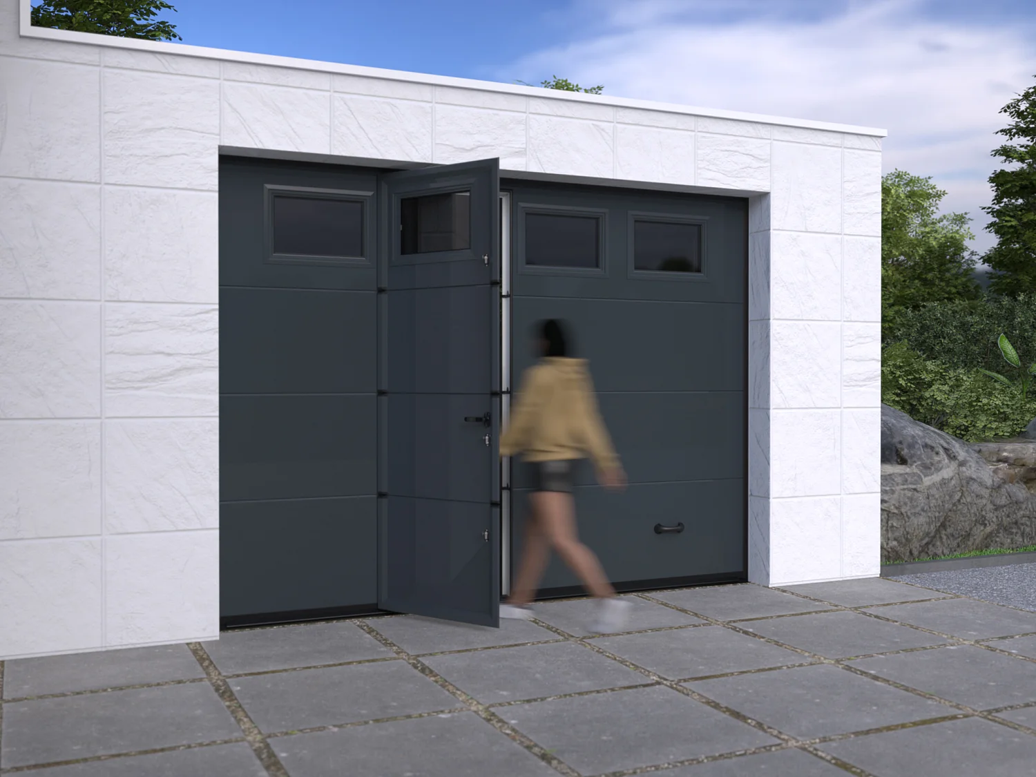 Porte de garage sectionnelle sur mesure lisse anthracite - ASINARIA