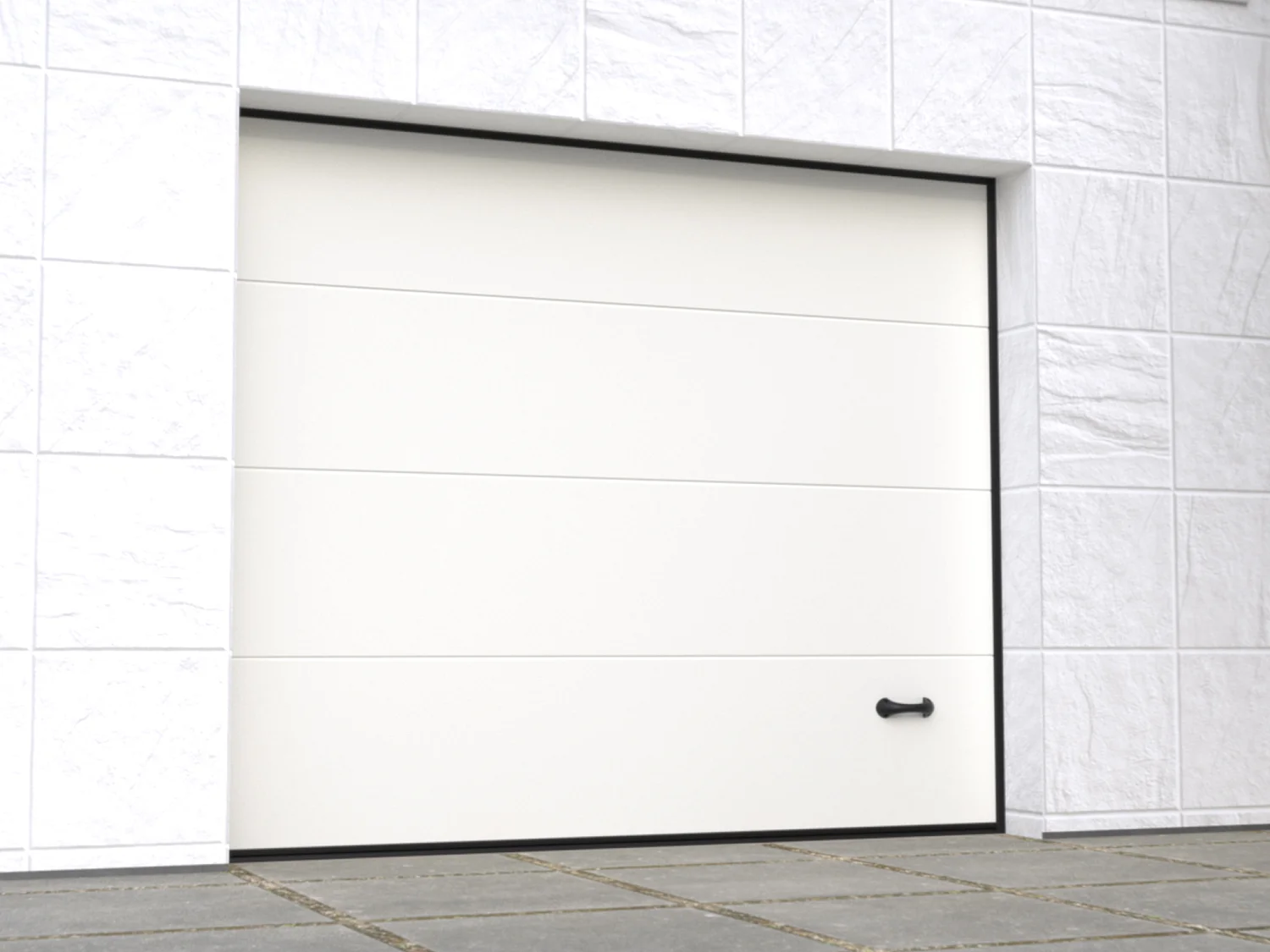 Porte de garage sectionnelle sur mesure lisse blanche - ASINARIA