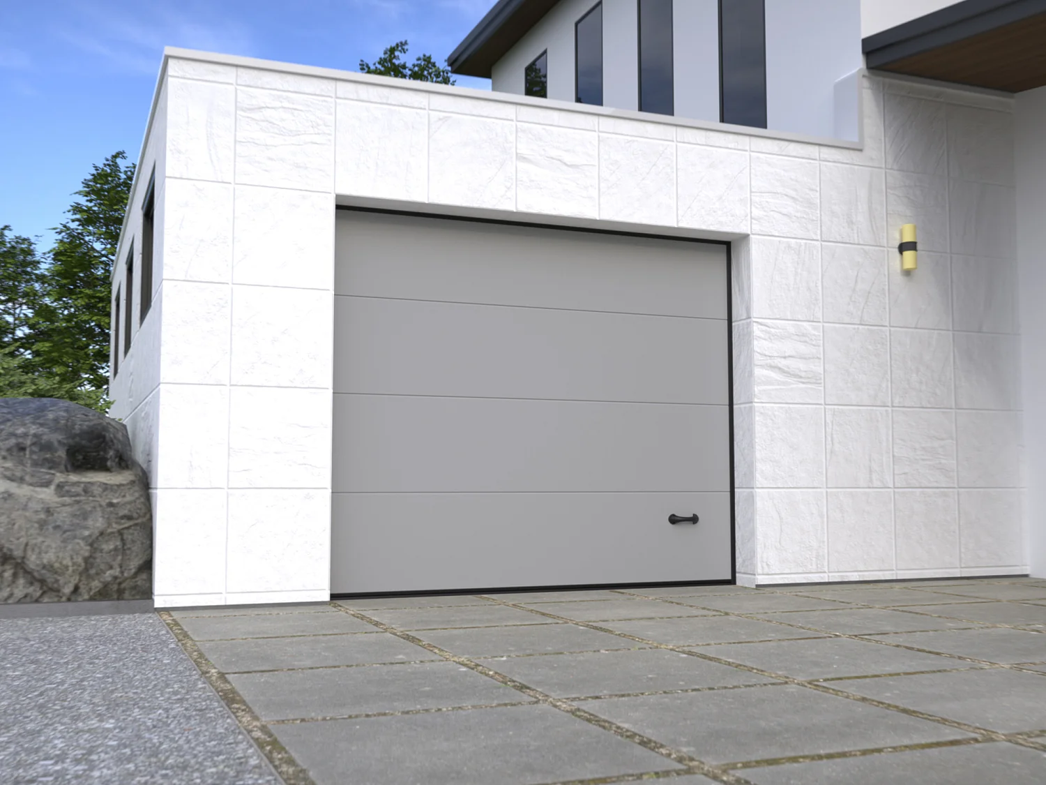 Porte de garage sectionnelle sur mesure lisse grise - ASINARIA
