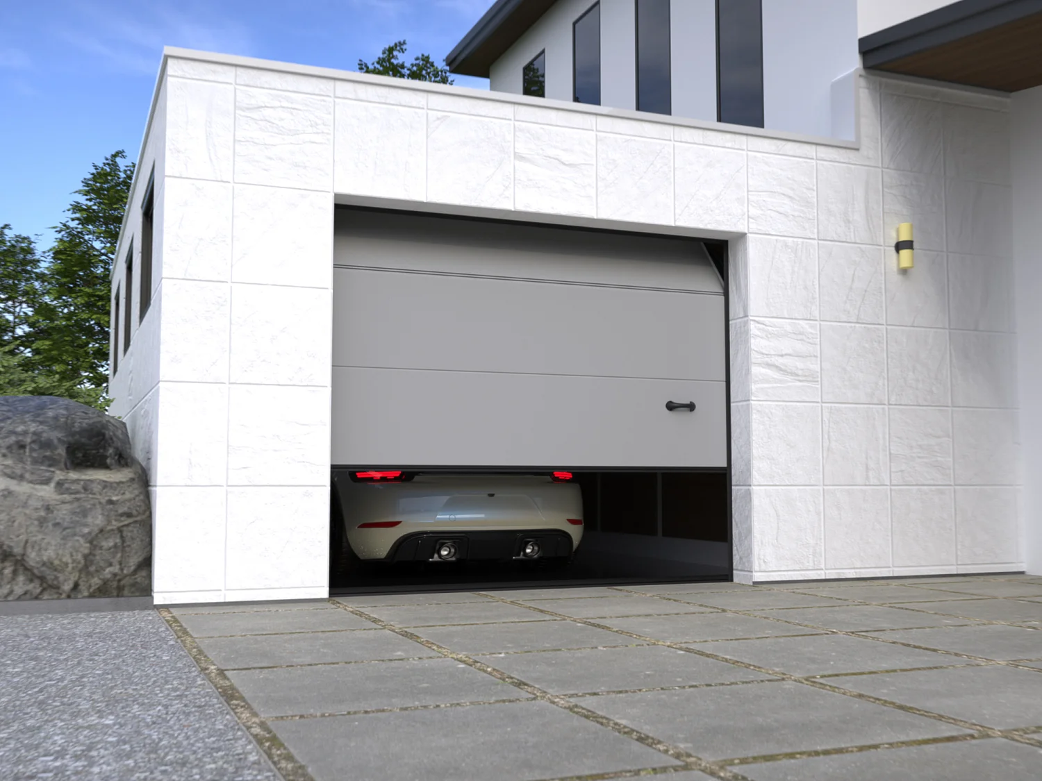 Porte de garage sectionnelle sur mesure lisse grise - ASINARIA