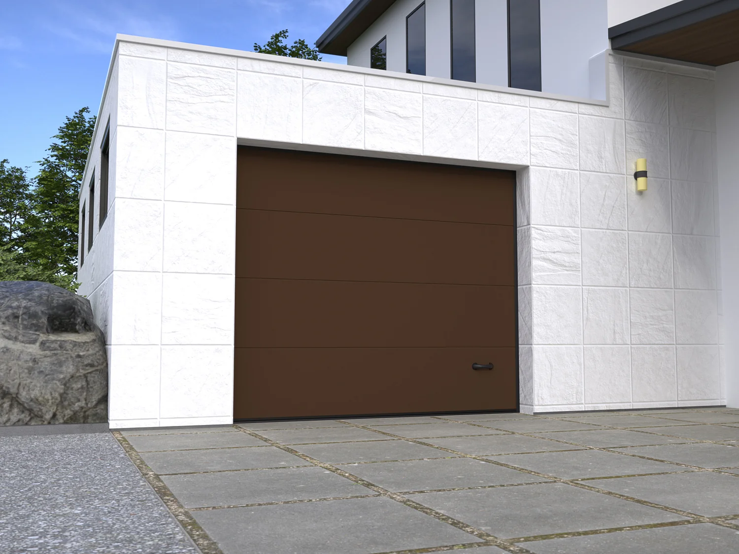 Porte de garage sectionnelle sur mesure lisse marron - ASINARIA