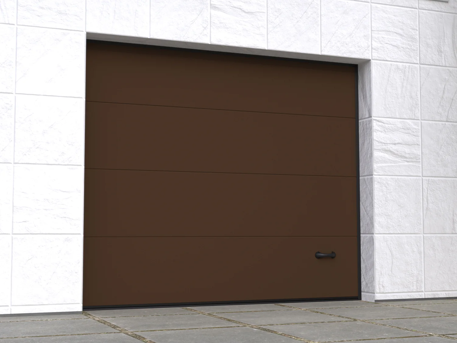 Porte de garage sectionnelle sur mesure lisse marron - ASINARIA