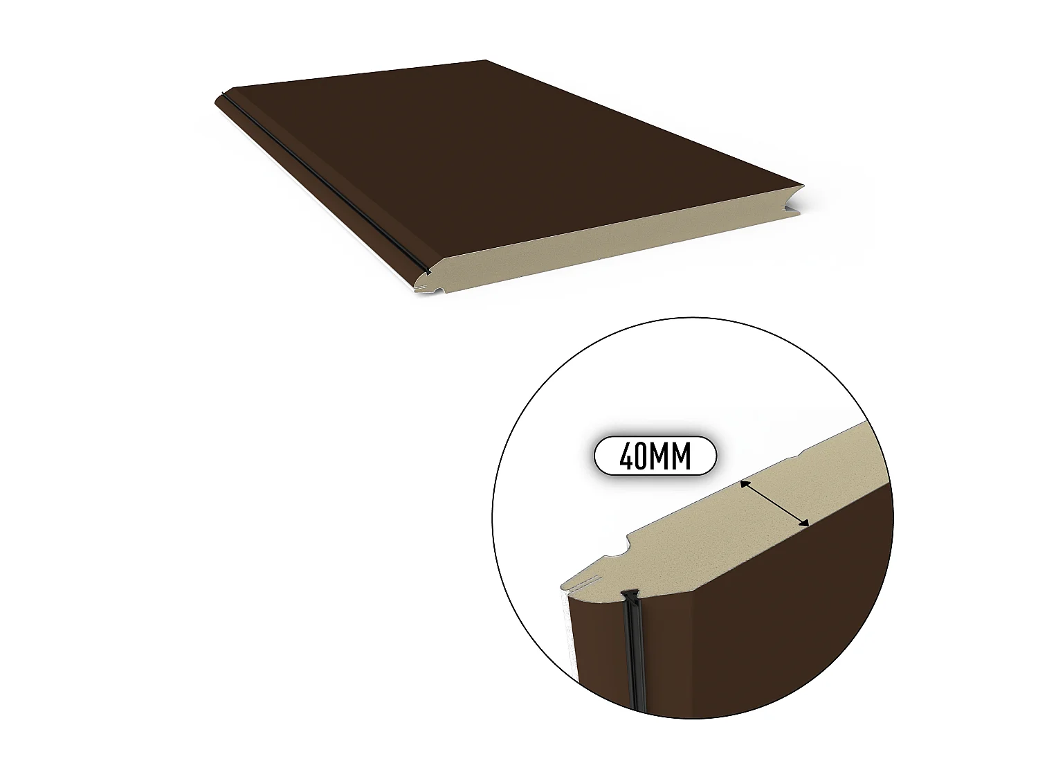 Porte de garage sectionnelle sur mesure lisse marron - ASINARIA