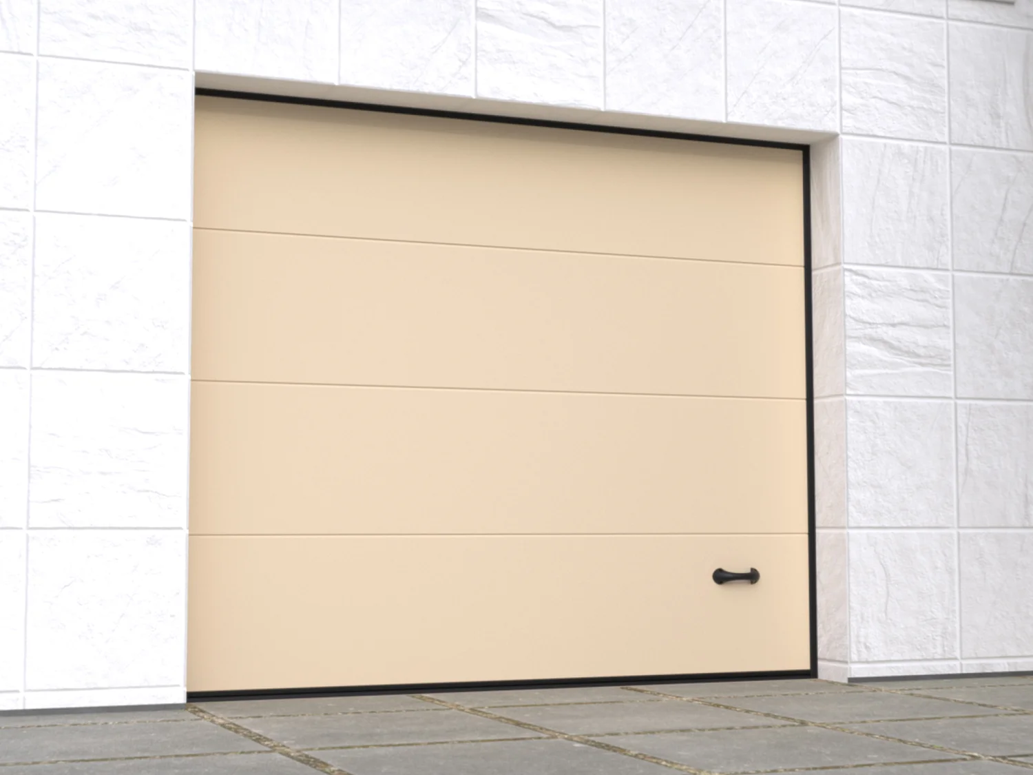 Porte de garage sectionnelle sur mesure lisse ivoire - ASINARIA