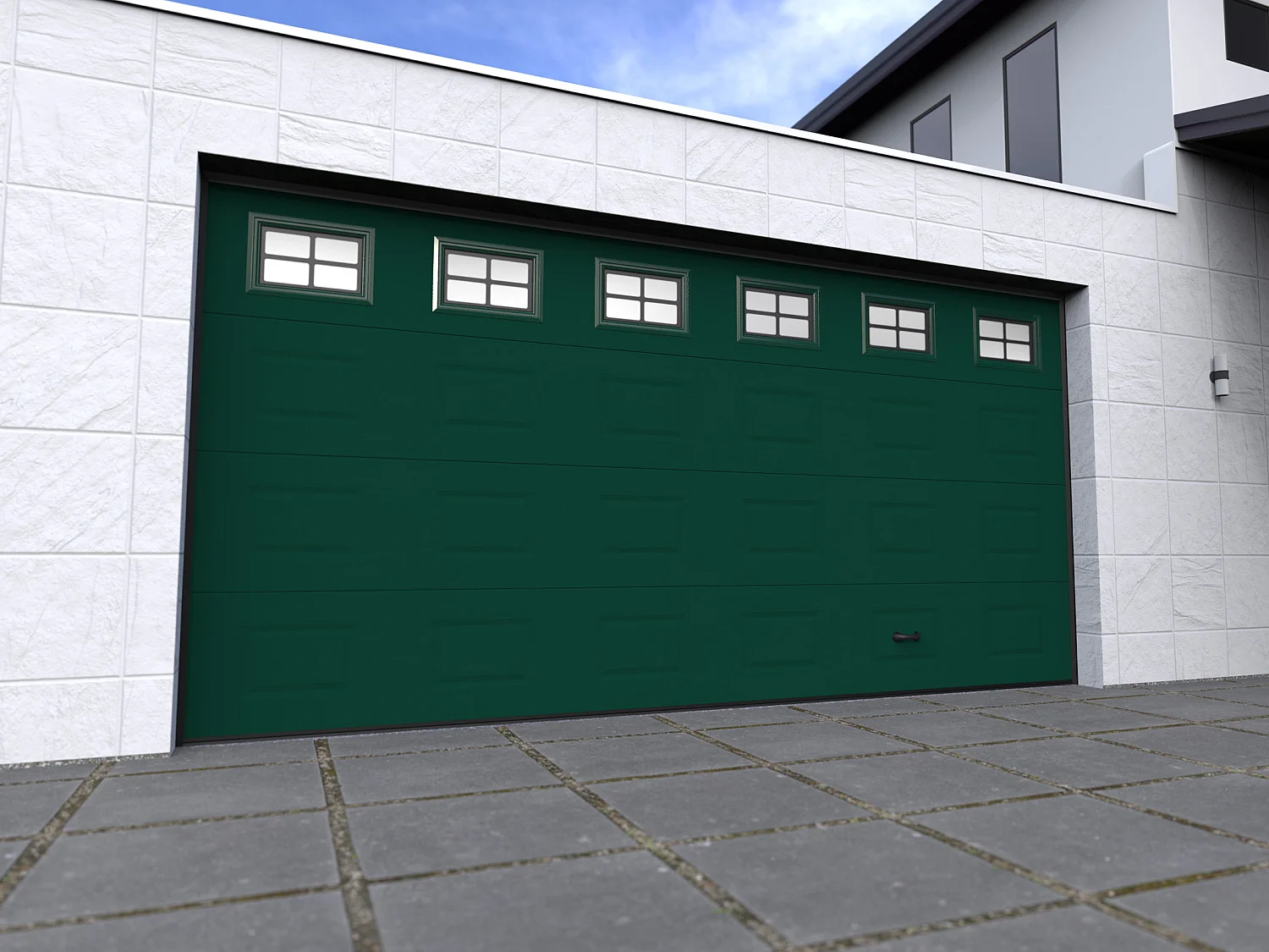 Porte de garage sectionnelle sur mesure à cassettes verte - MUGONIA