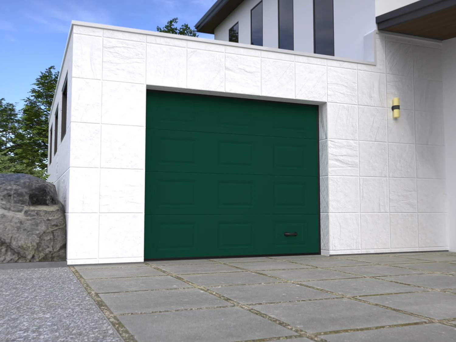 Porte de garage sectionnelle sur mesure à cassettes verte - MUGONIA