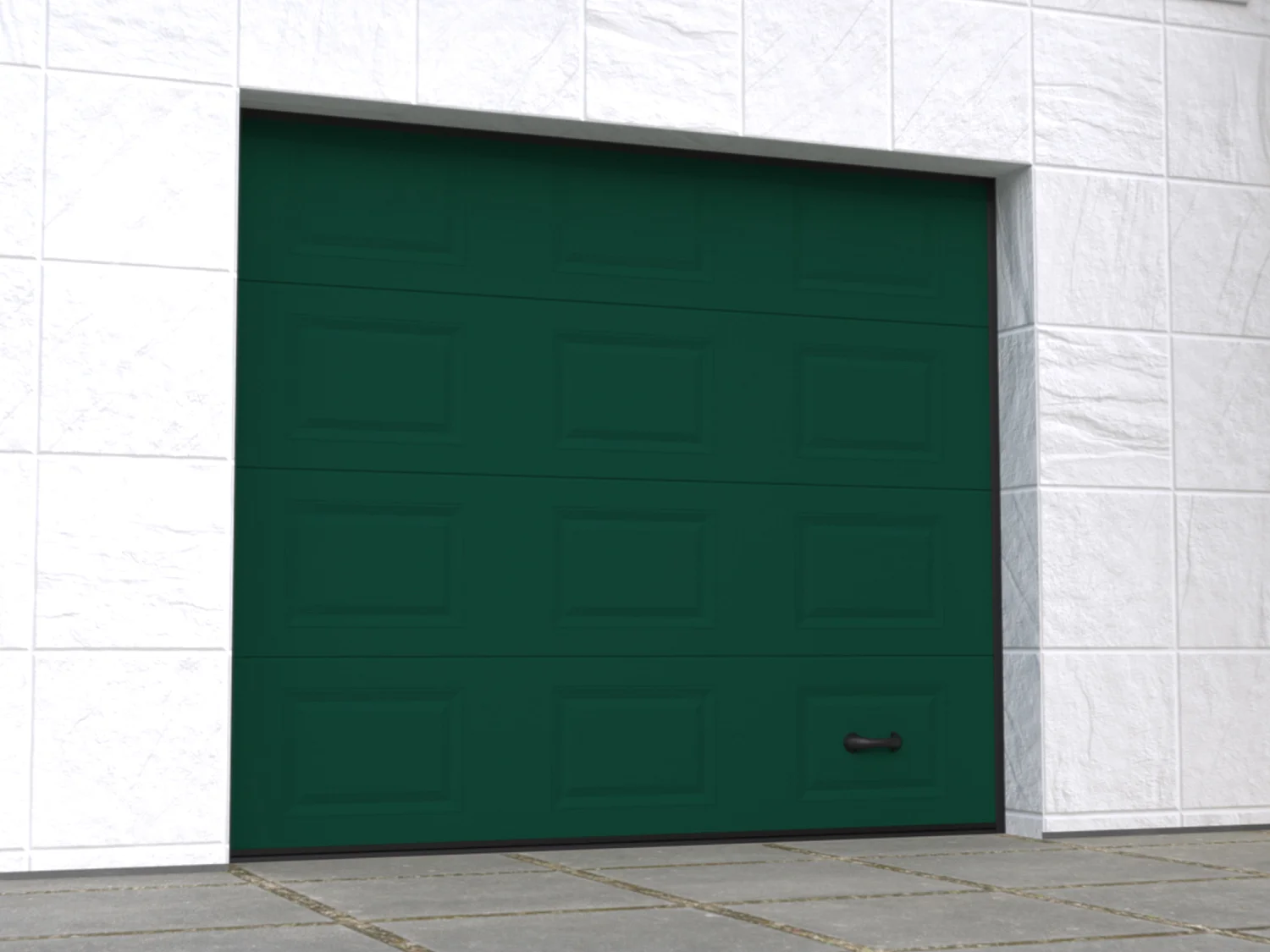Porte de garage sectionnelle sur mesure à cassettes verte - MUGONIA
