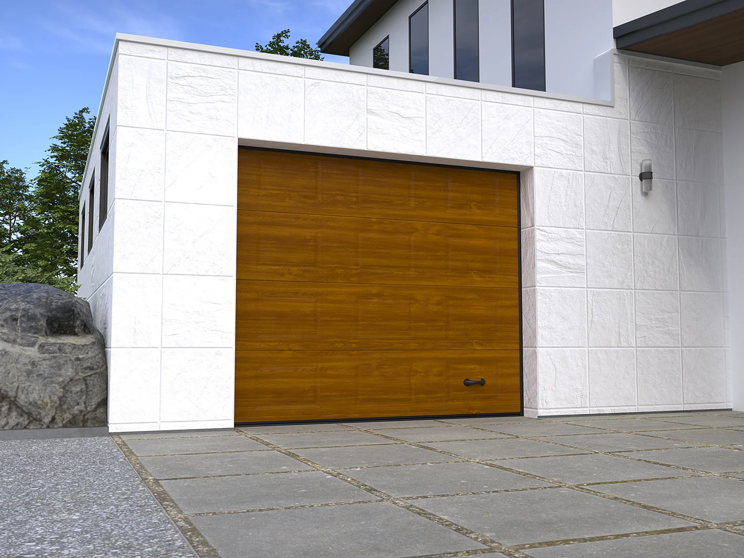 Porte de garage sectionnelle sur mesure à cassettes naturelle foncée - MUGONIA