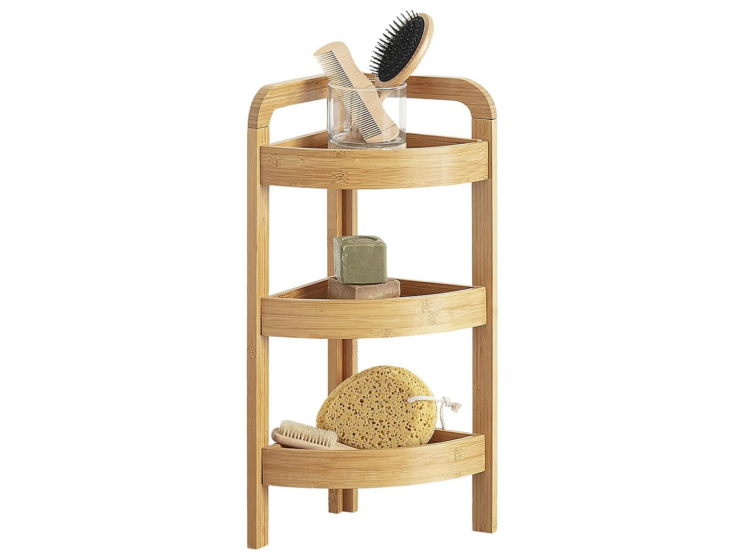 Estantería Esquinera de Bambú con 3 Niveles 61x23x23cm 7house