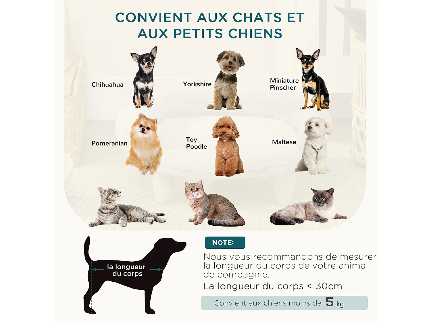 Canapé panier chien ou chat design scandinave housse amovible pieds en bois peluche douce gris