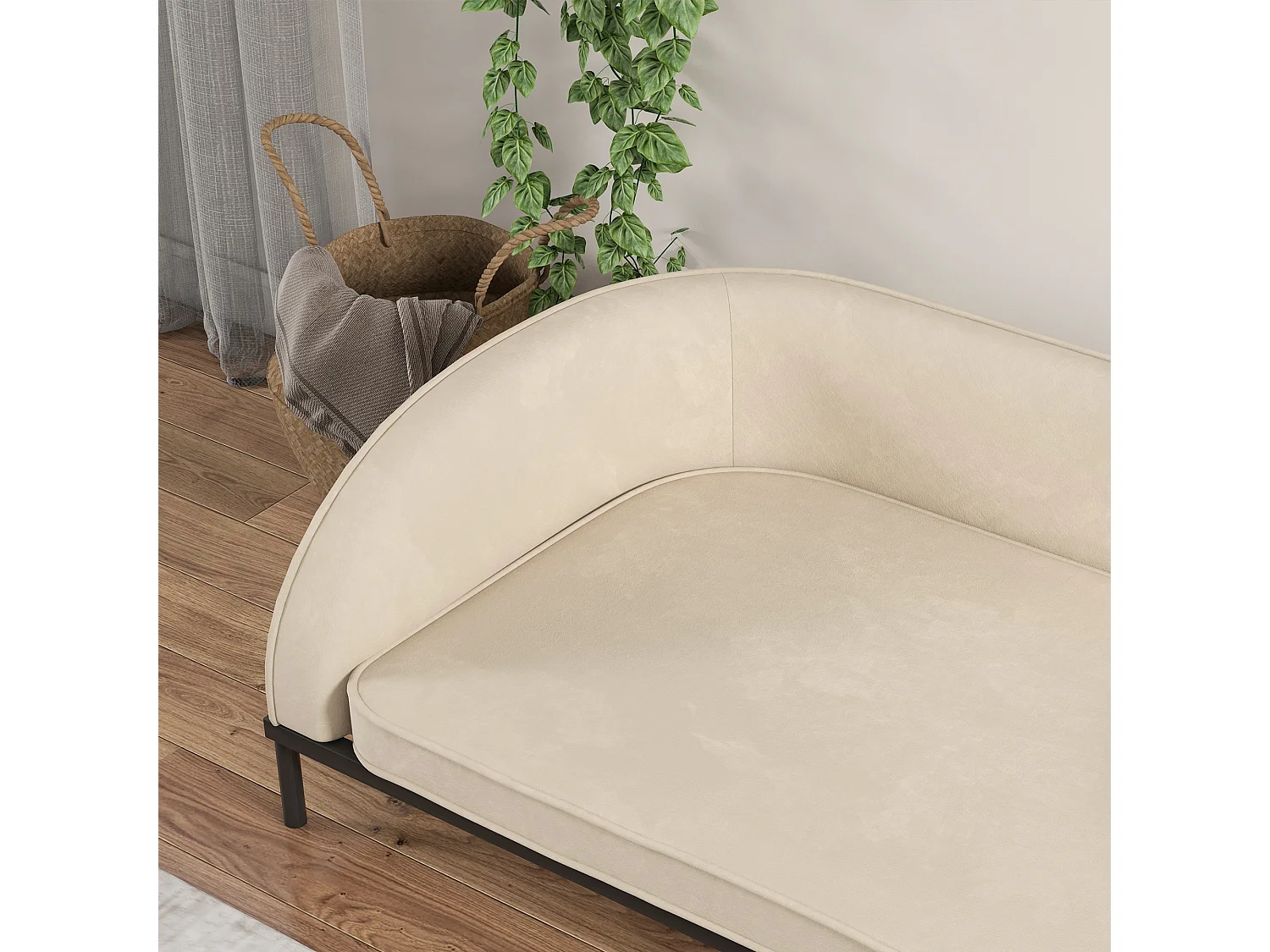 Canapé chien lit pour chien chat design contemporain dim. 101L x 62P x 34H cm coussin moelleux velours beige