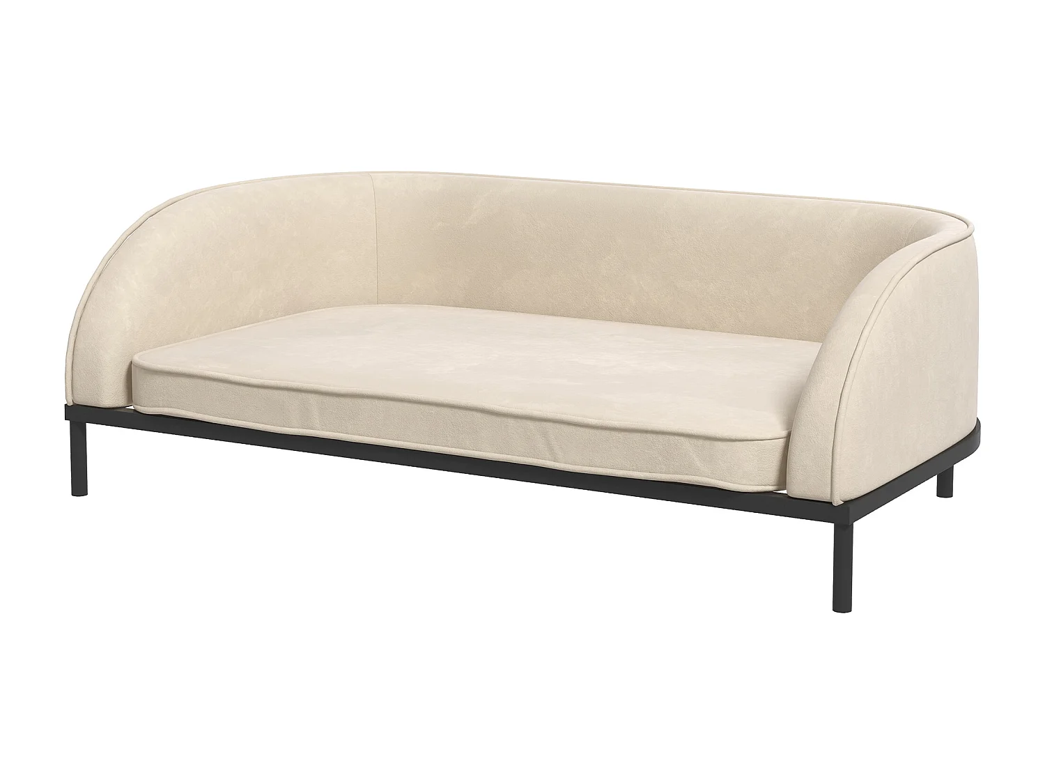 Canapé chien lit pour chien chat design contemporain dim. 101L x 62P x 34H cm coussin moelleux velours beige