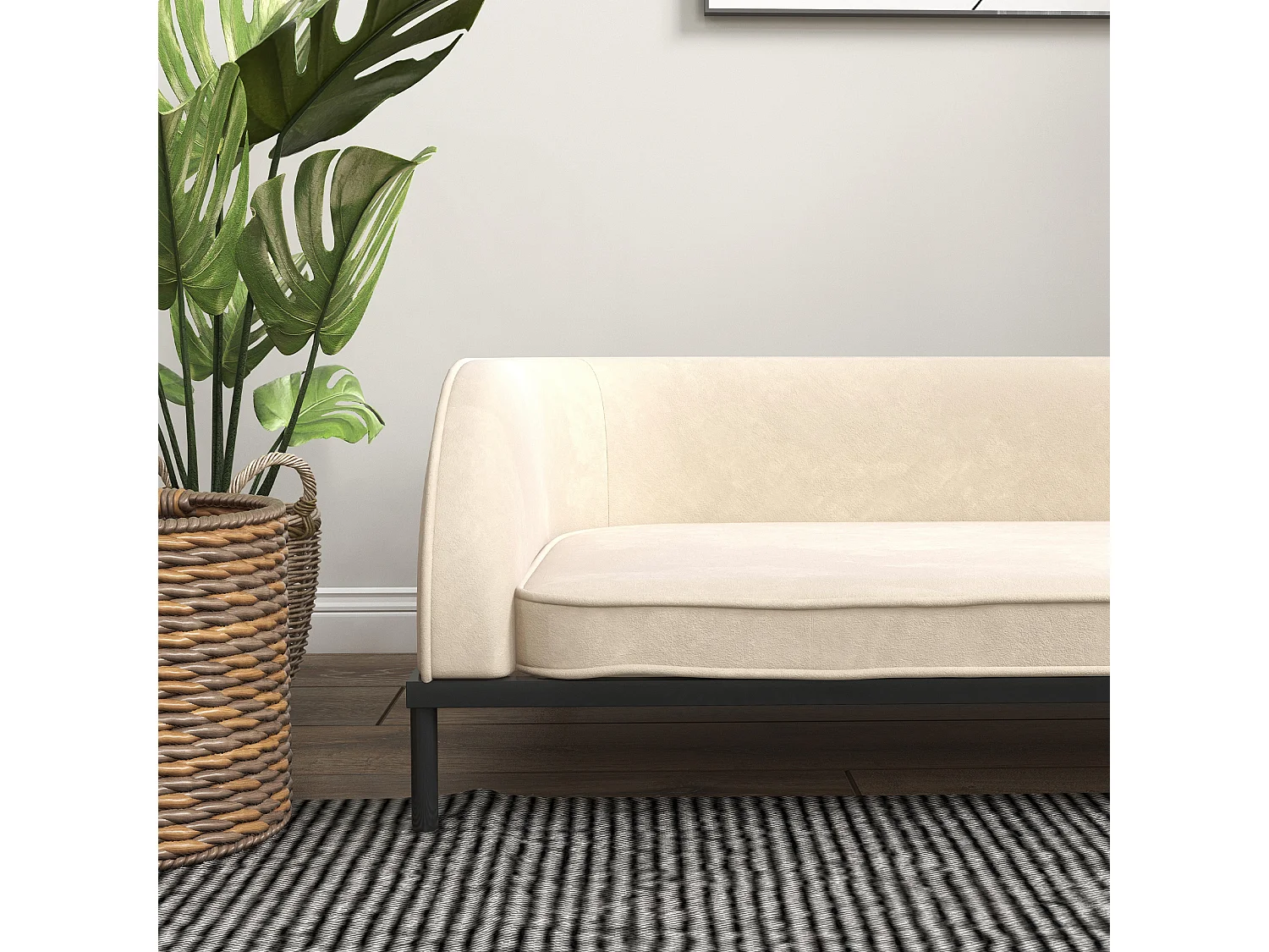 Canapé chien lit pour chien chat design contemporain dim. 101L x 62P x 34H cm coussin moelleux velours beige