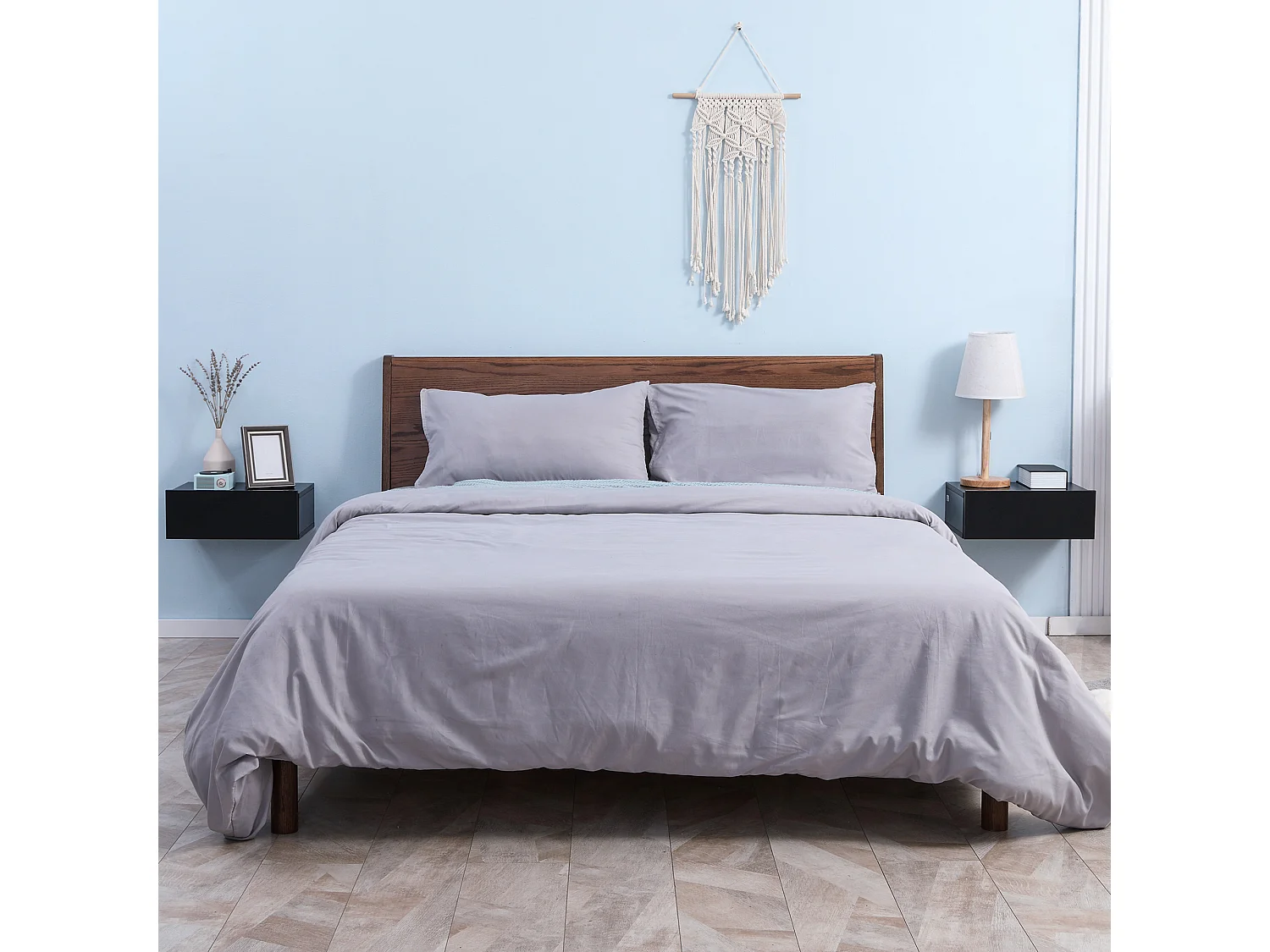 Lot de 2 tables de chevet murales - lot de 2 tables de nuit - tiroir coulissant, plateau - panneaux particules noir