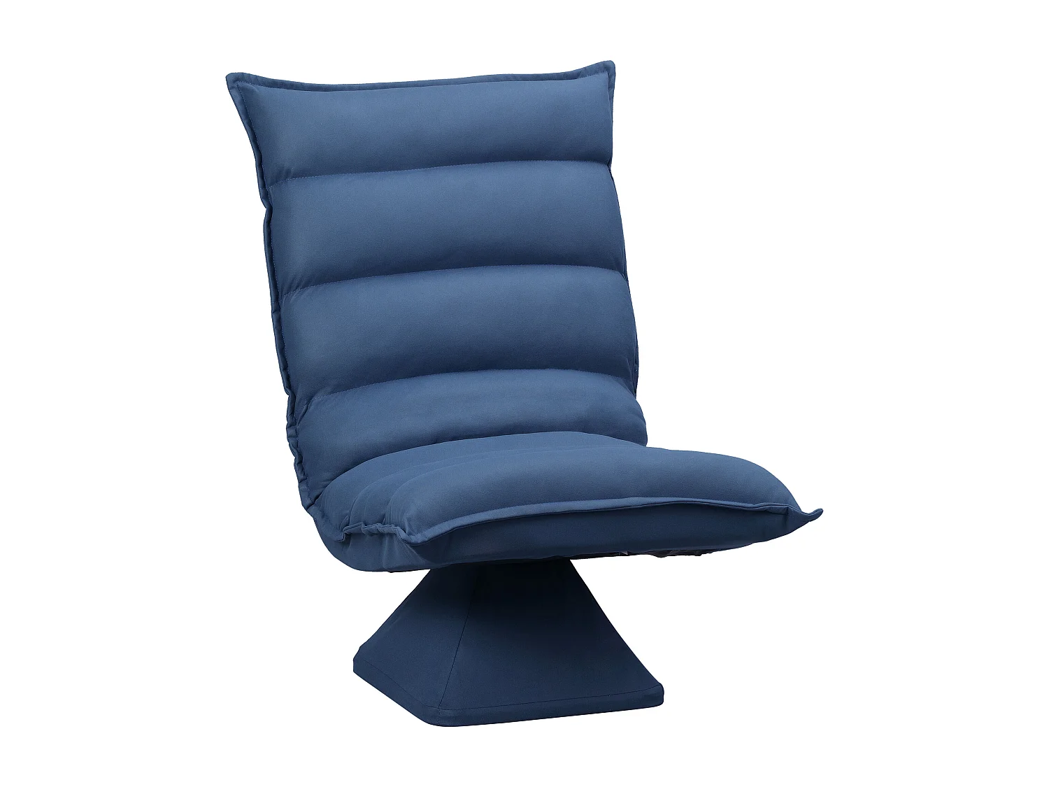 Fauteuil relax grand confort pivotant inclinaison réglable 5 niv. épais garnissage mousse haute densité tissu velours microfibre bleu