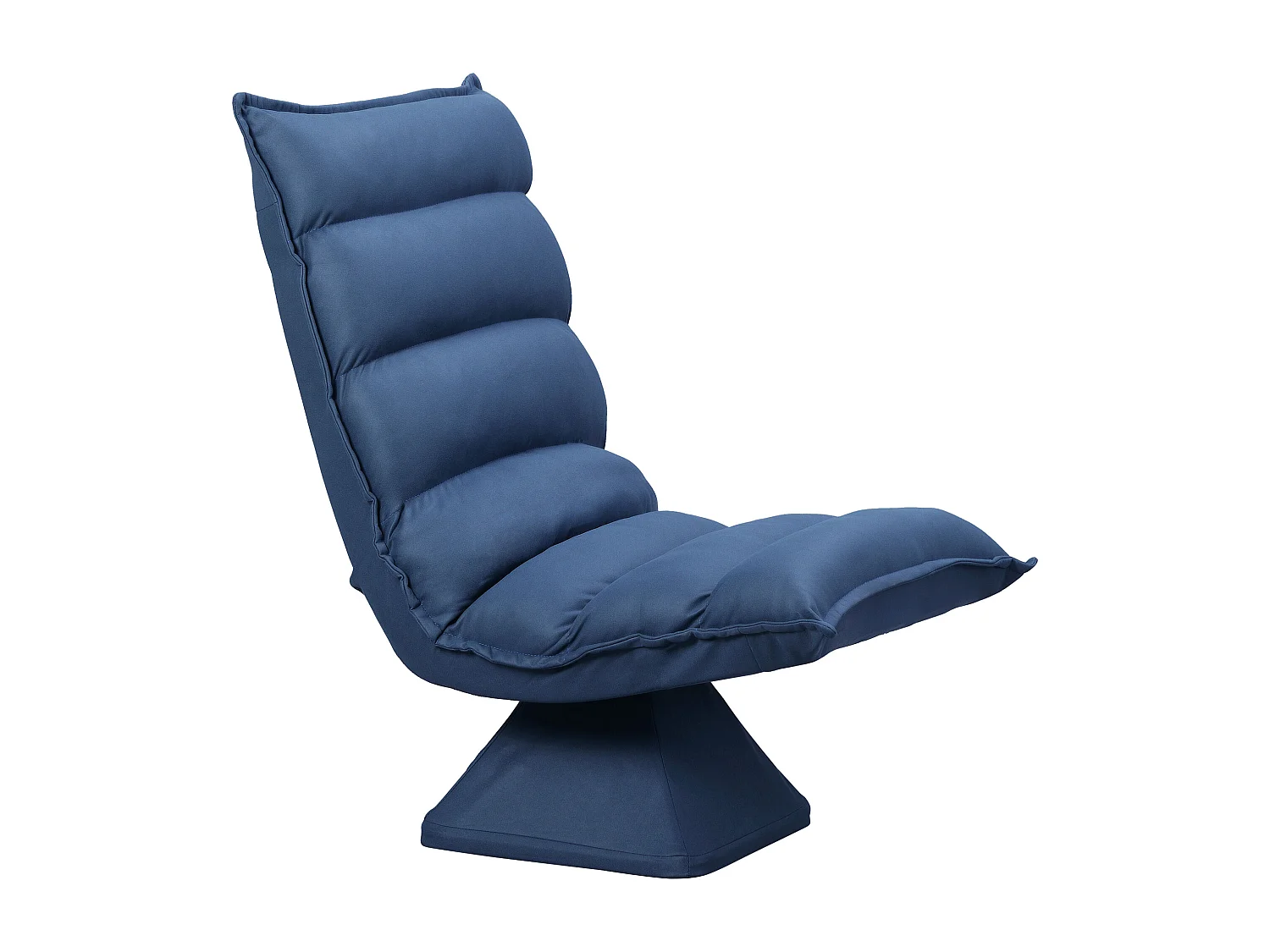 Fauteuil relax grand confort pivotant inclinaison réglable 5 niv. épais garnissage mousse haute densité tissu velours microfibre bleu