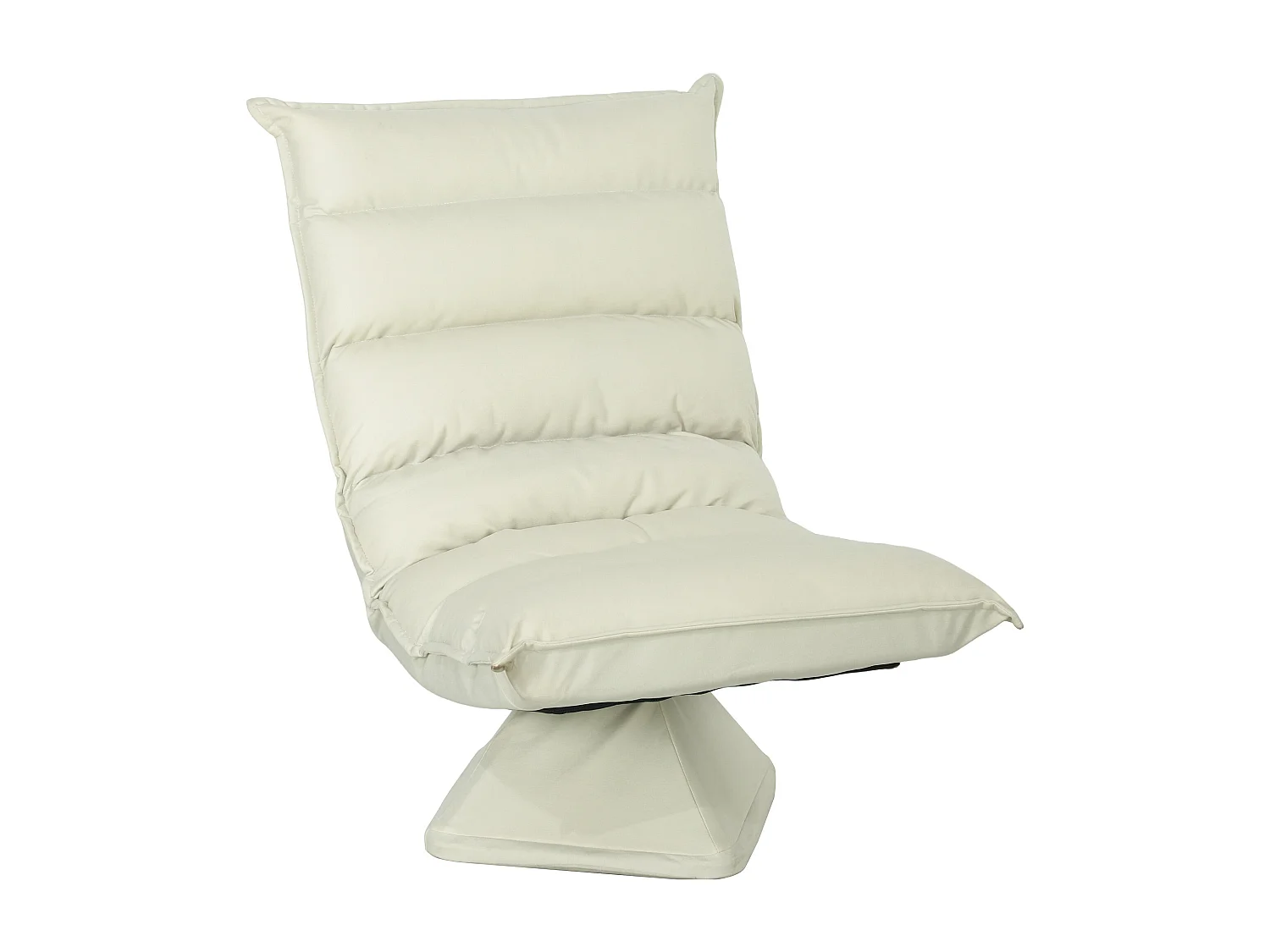 Fauteuil relax grand confort pivotant inclinaison réglable 5 niv. épais garnissage mousse haute densité tissu velours microfibre beige