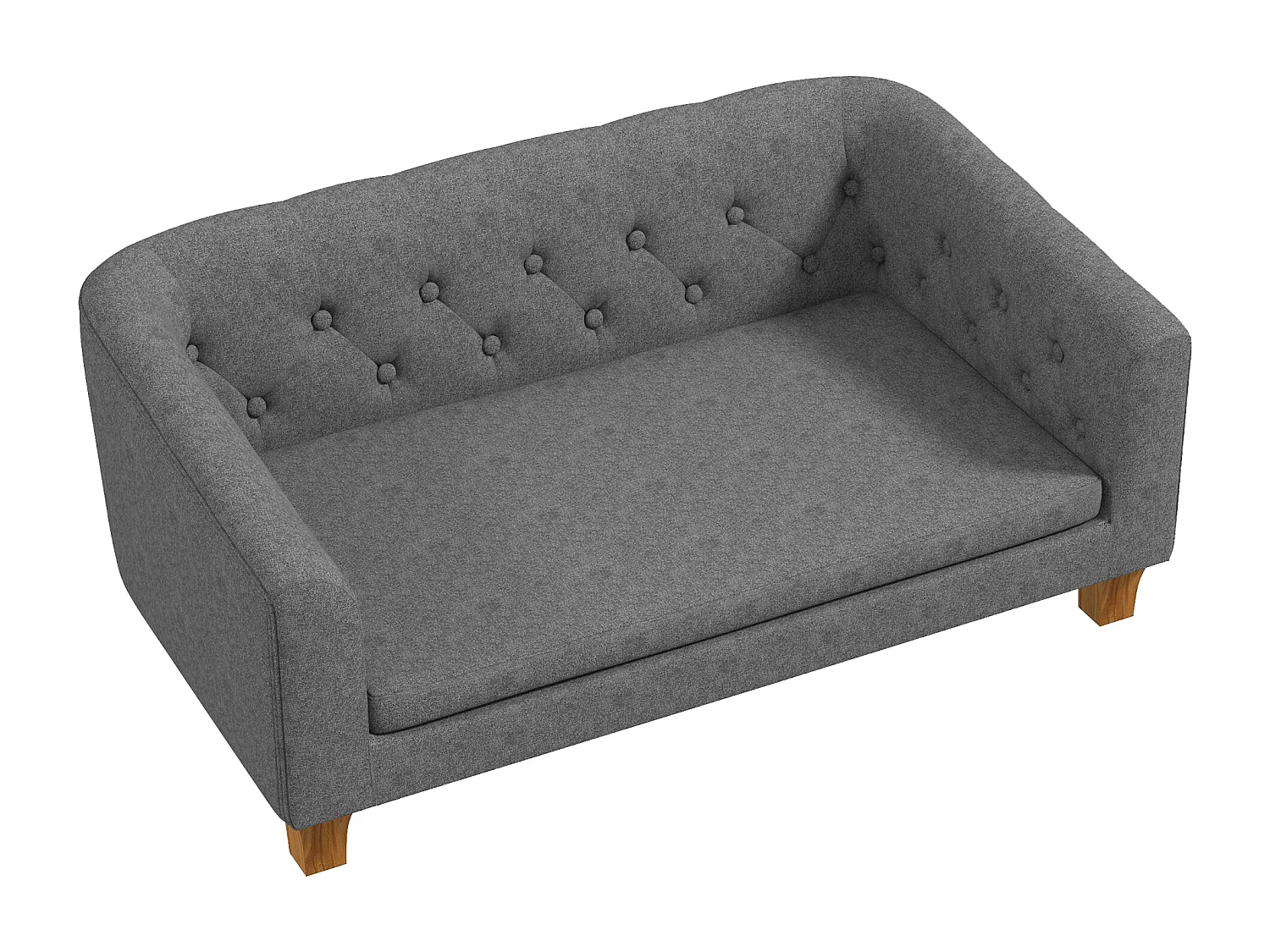 Canapé chien lit pour chien style Chesterfield dossier capitonné coussin moelleux pieds bois polyester gris