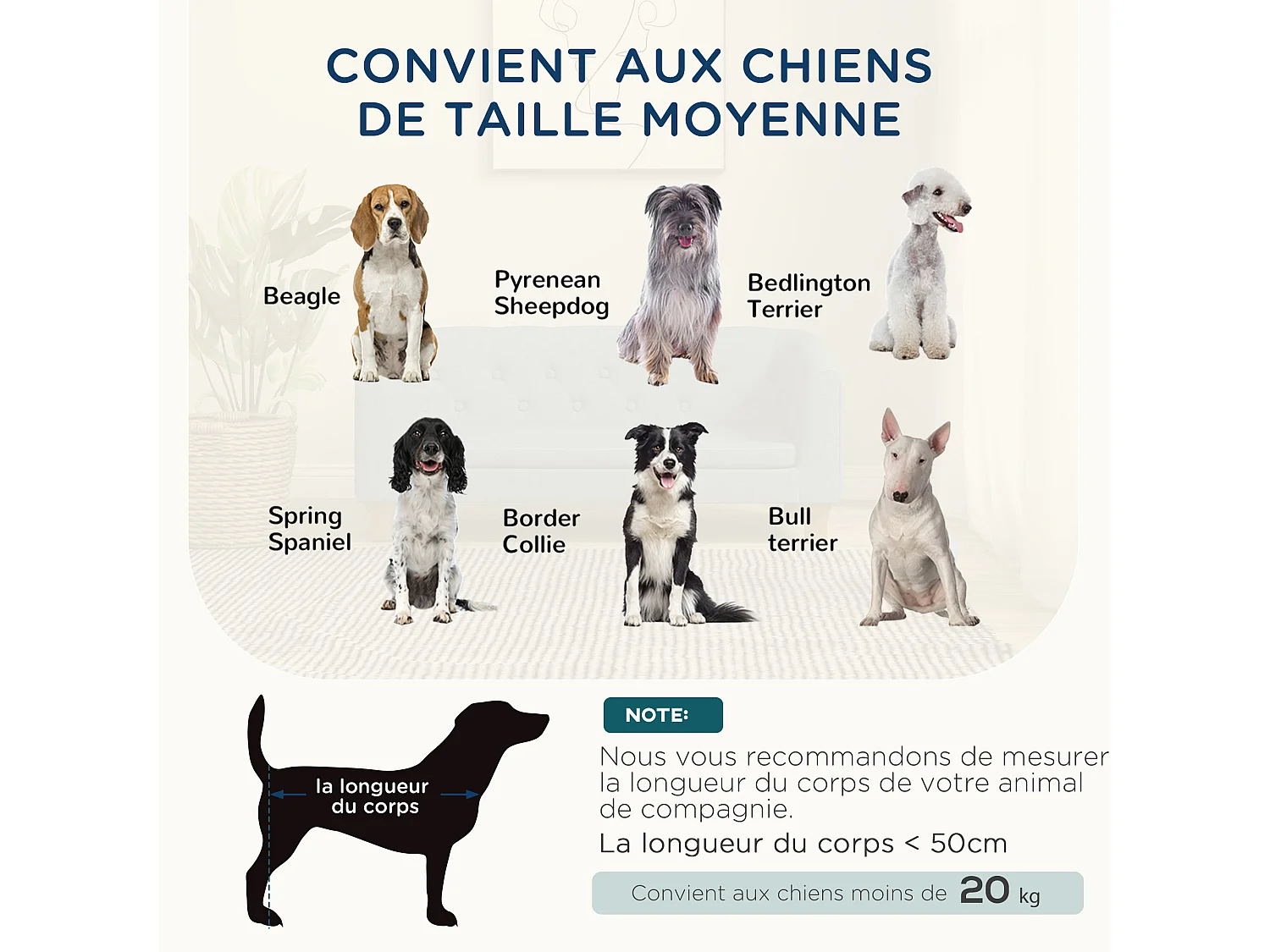 Canapé chien lit pour chien style Chesterfield dossier capitonné coussin moelleux pieds bois polyester gris