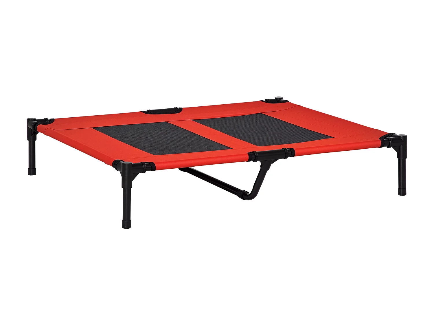 Lit pour chien chat lit de camp grand confort sur pieds tissu oxford textilène micro-perforé 92L x 76l x 18H cm rouge noir