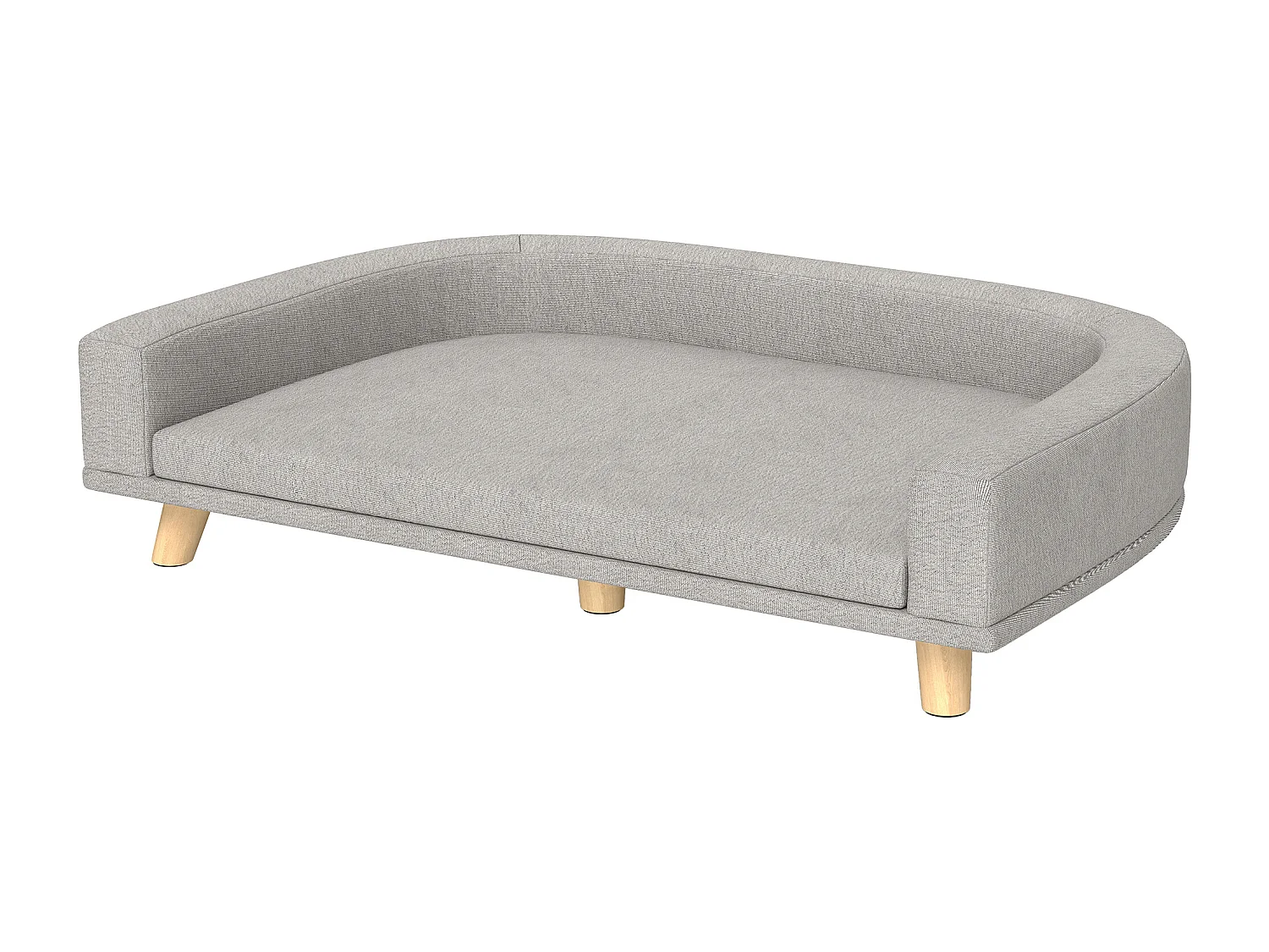 Canapé chien lit pour chien design scandinave coussin déhoussable dim 98L x 67l x 25H cm pieds bois tissu polyester gris