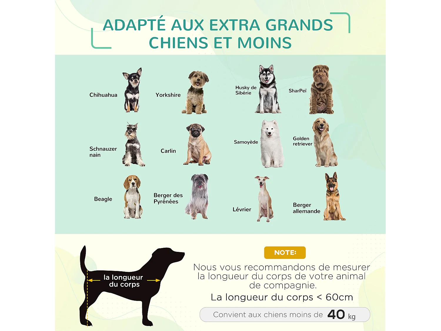 Lit pour chien chat XXL grand confort sur pied dim. 130L x 90l x 20H cm métal époxy textilène micro-perforé noir