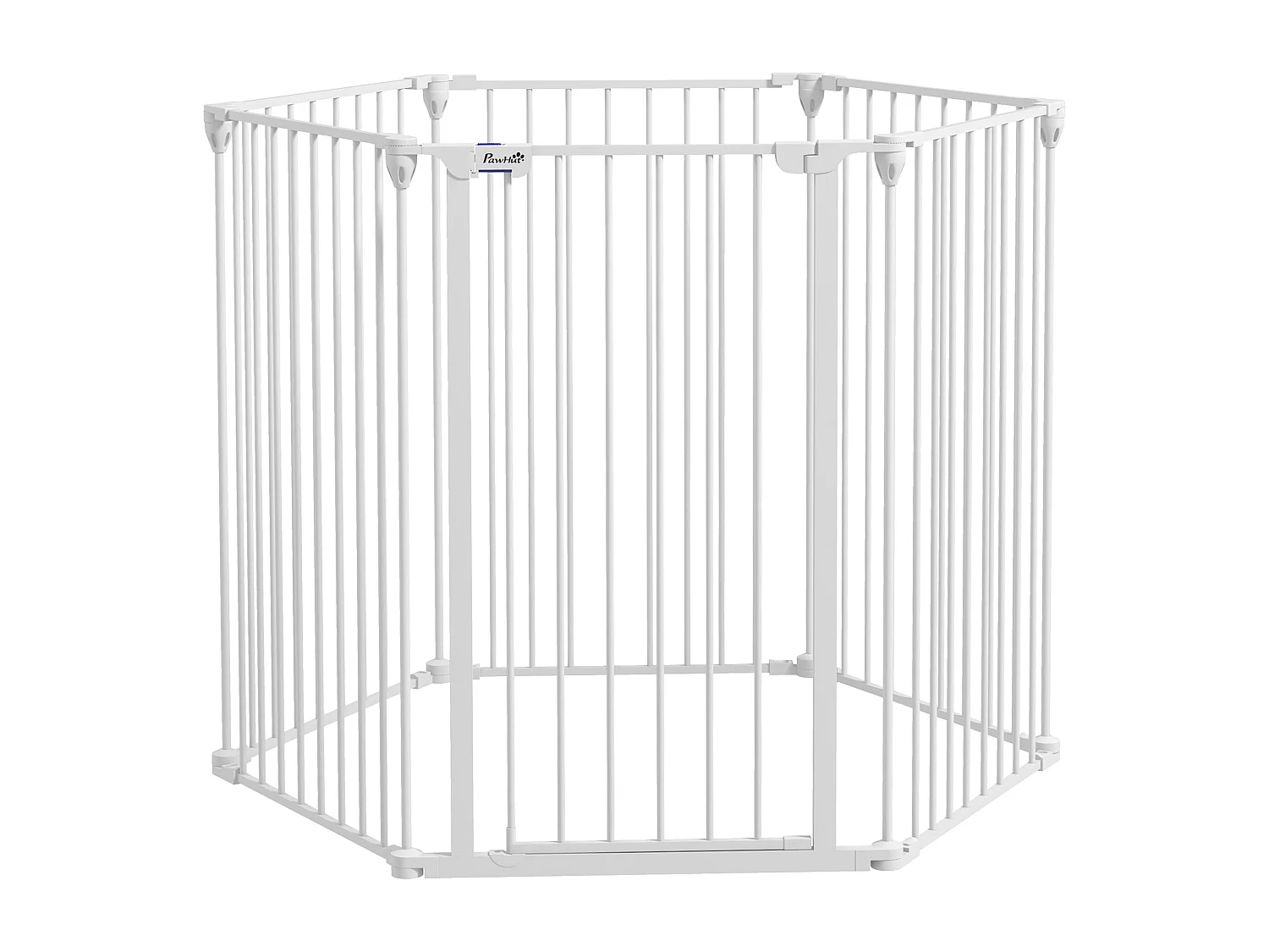 Barrière de sécurité parc enclos chien modulable pliable porte verrouillable intégrée 6 panneaux acier PP blanc