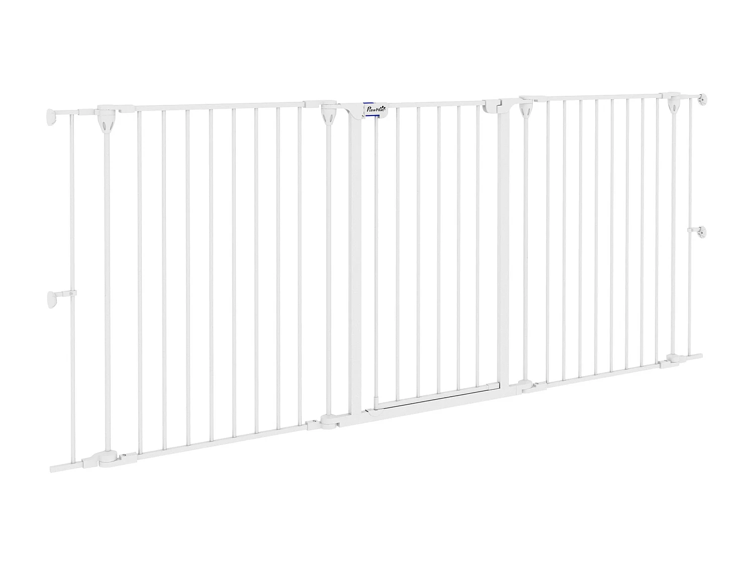 Barrière de sécurité pliable pour chien - 3 panneaux, porte verrouillable - dim. 206L x 90H cm - acier PP blanc