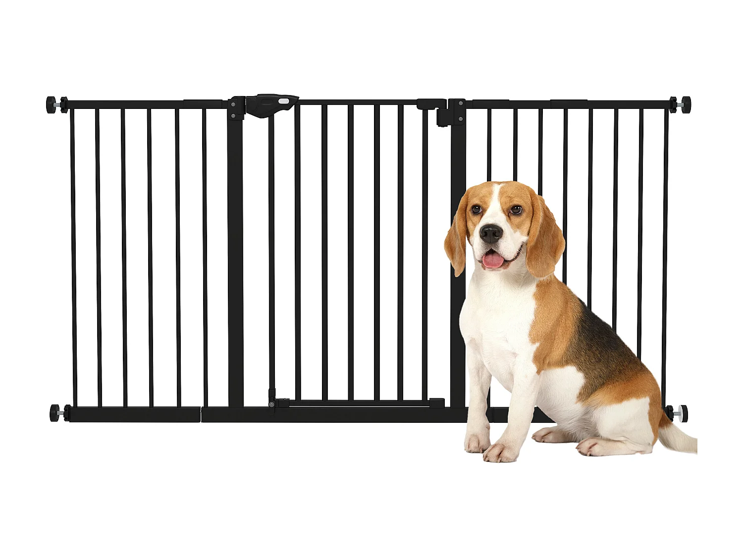 Barrière de sécurité longueur réglable porte double verrouillage sans perçage acier plastique noir