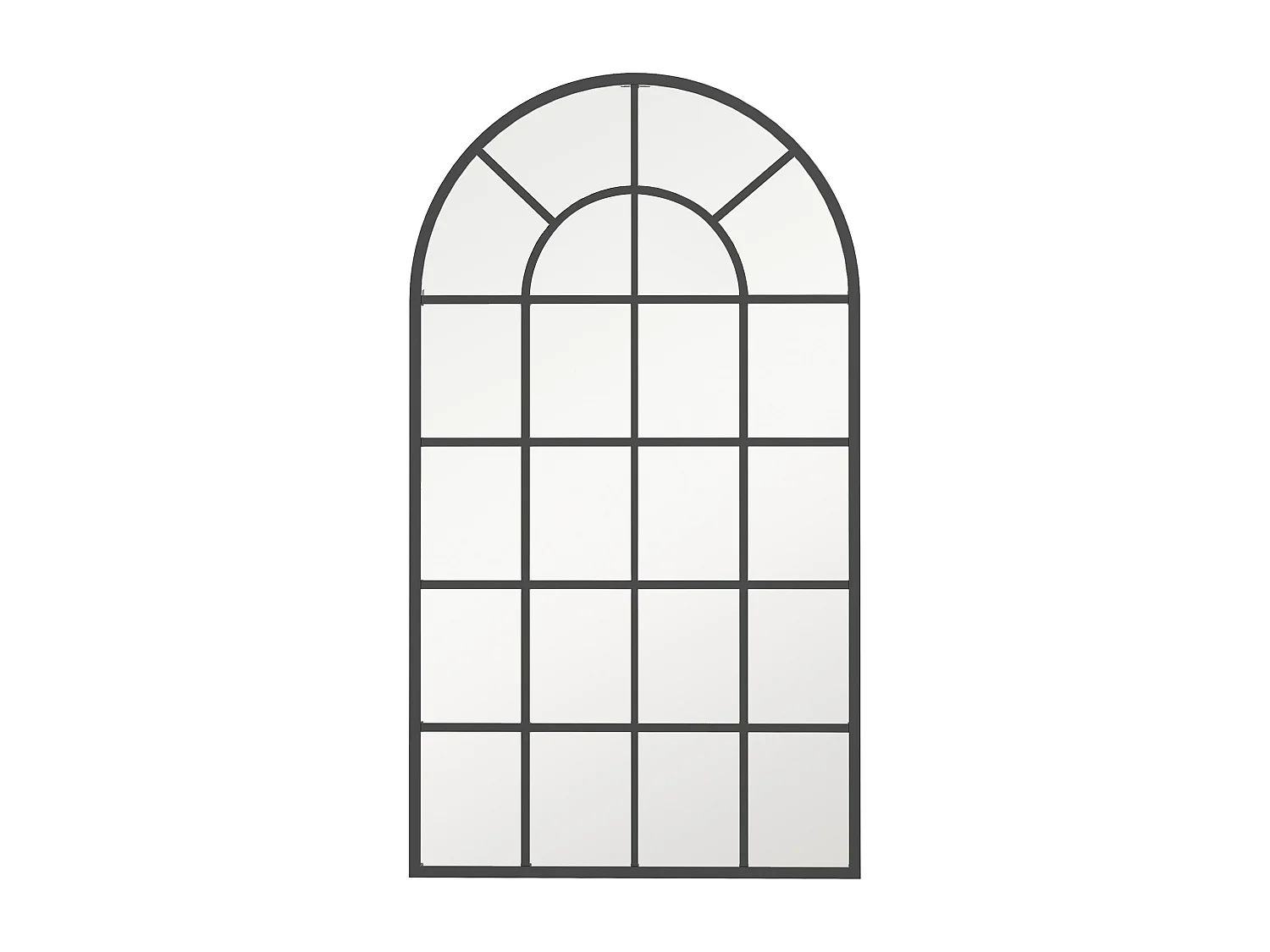 Miroir mural aspect verrière style classique chic - dim. 62L x 110H cm - métal noir verre 3 mm