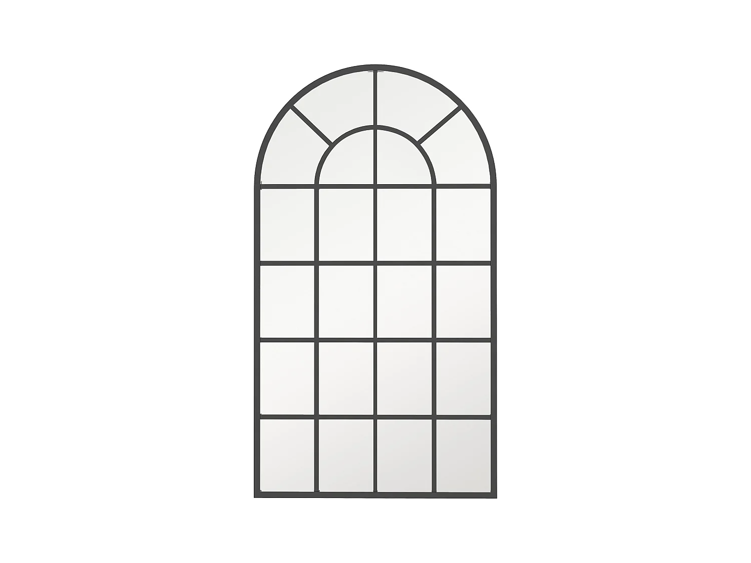 Miroir mural aspect verrière style classique chic - dim. 62L x 110H cm - métal noir verre 3 mm