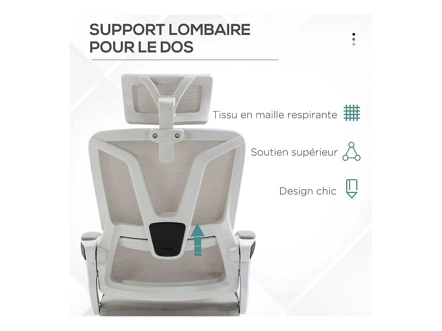 Fauteuil de bureau ergonomique inclinable réglable - repose-pied rétractable, support lombaires, tétière ajustable - blanc gris