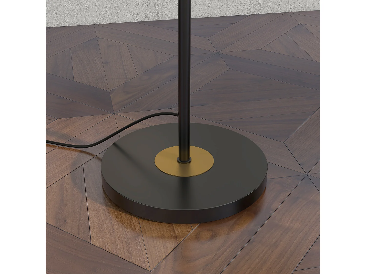 Lampadaire globe design néo-rétro 3 ampoules orientables max. 40 W H. 162 cm métal noir doré verre gris