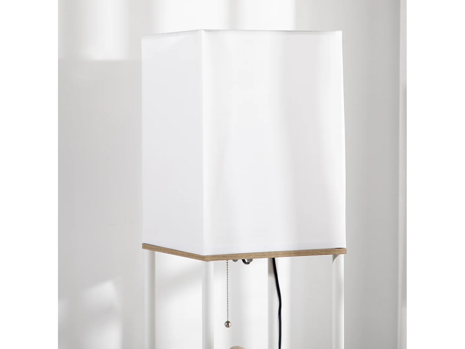 Lampadaire étagère design 26L x 26l x 159H cm 3 étagères E27 MDF blanc