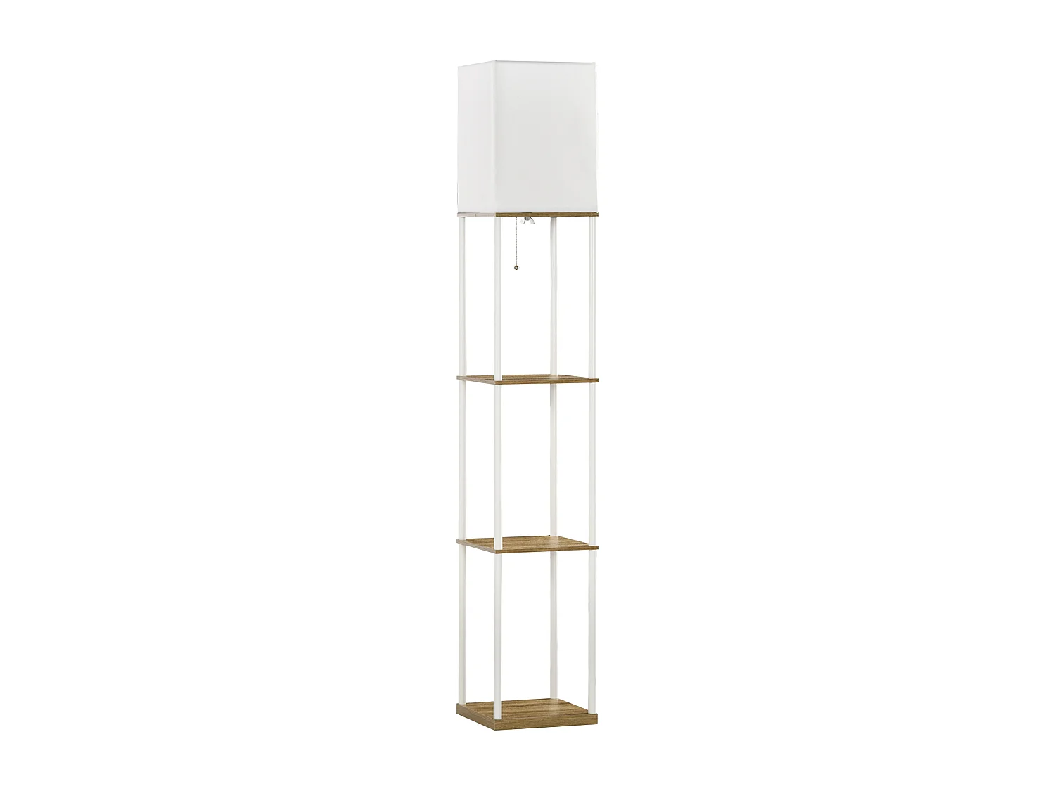Lampadaire étagère design 26L x 26l x 159H cm 3 étagères E27 MDF blanc