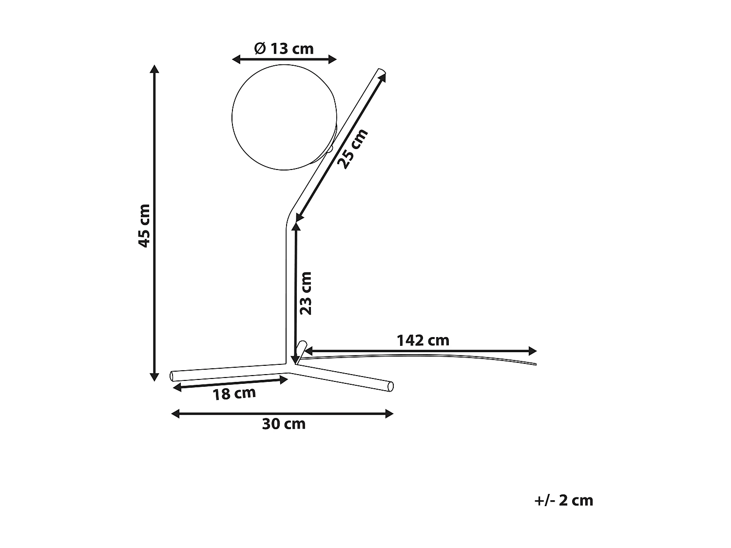 Tischlampe aus Glas Metall schwarz / weiß 45 cm Kugelform Modern Wapiti