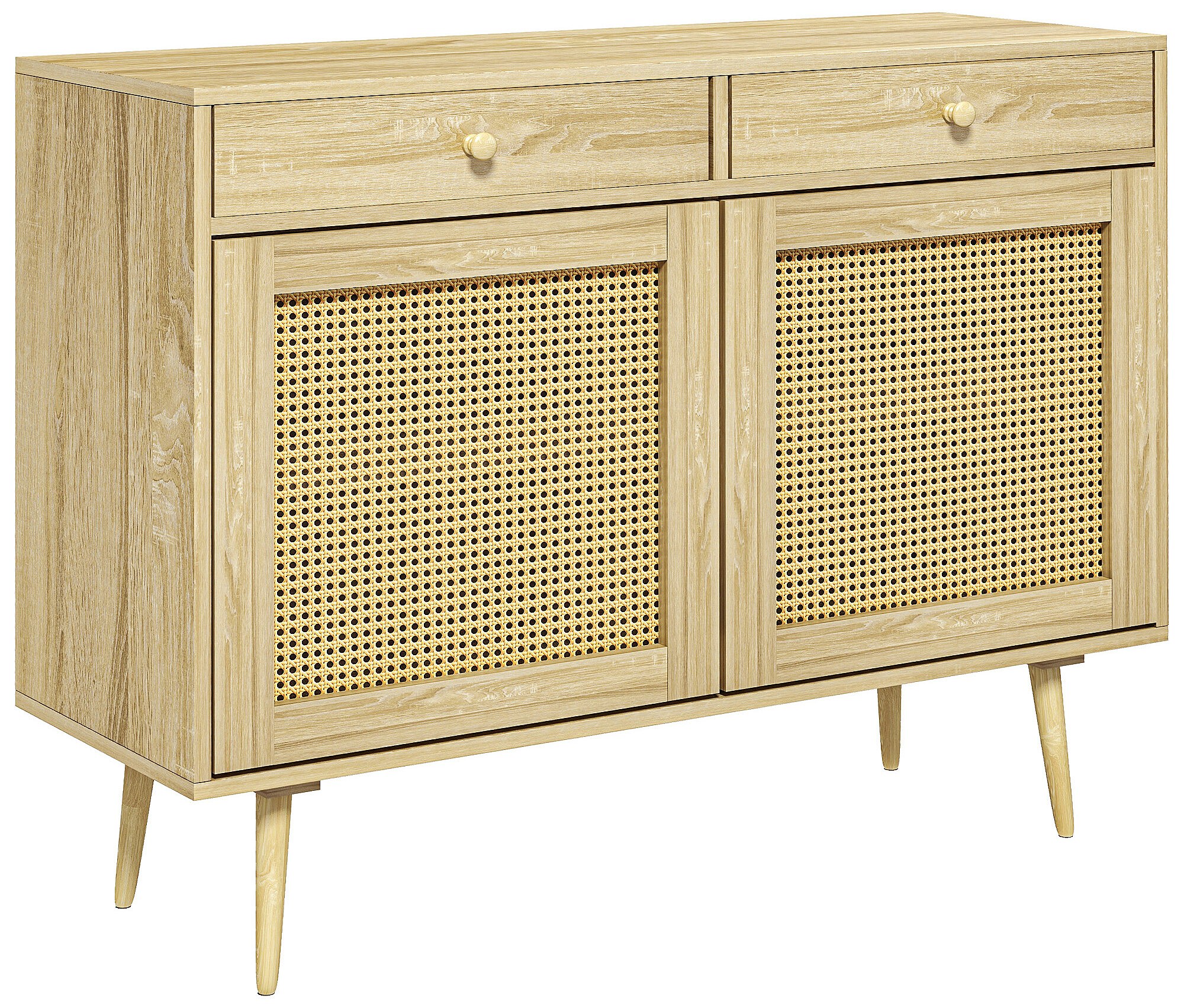 Buffet 2 portes 2 étagères réglables 2 tiroirs style bohème chic aspect ...