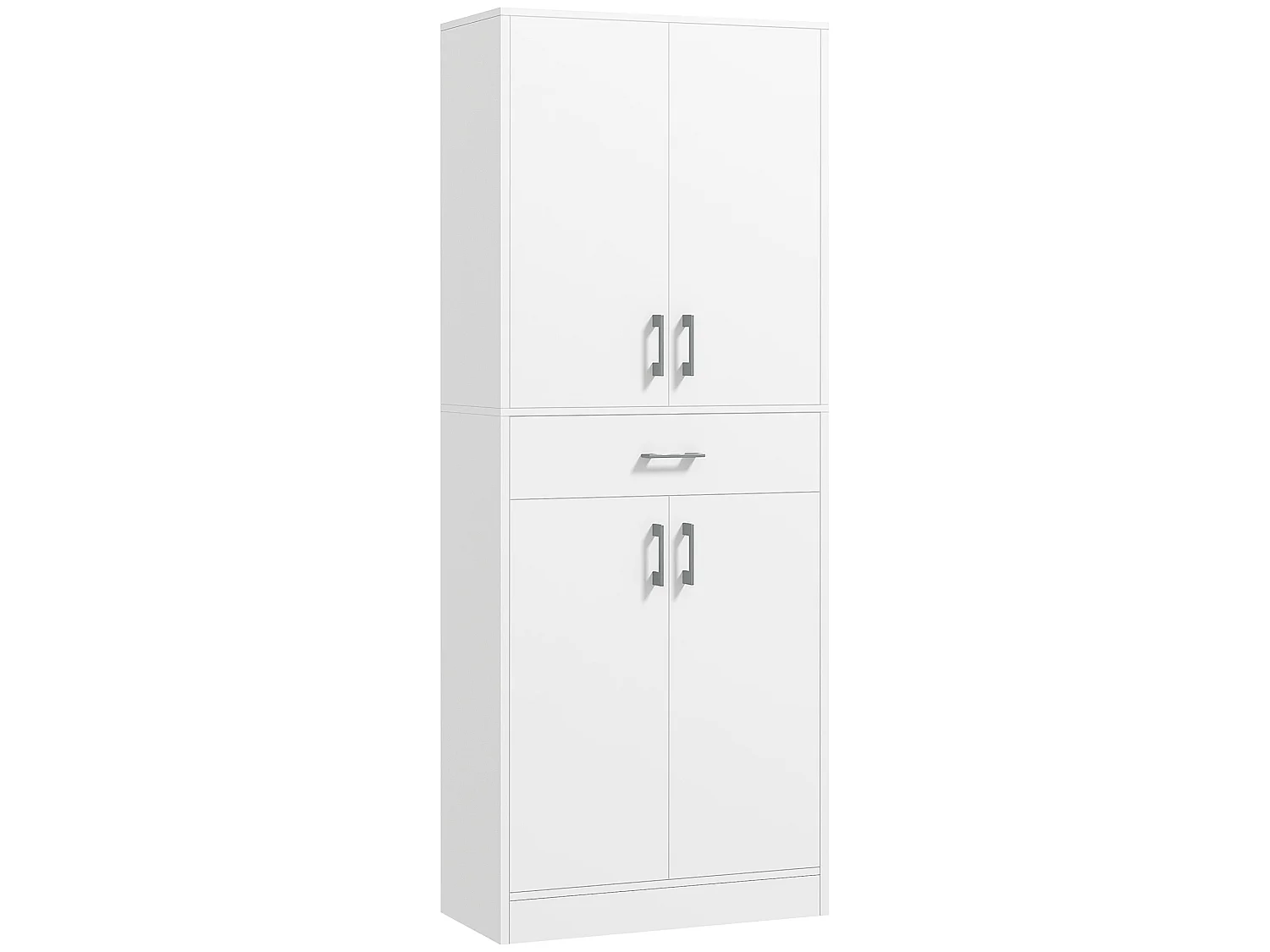 Buffet haut de cuisine blanc mat style contemporain - 4 portes, 2 étagères réglables, tiroir coulissant