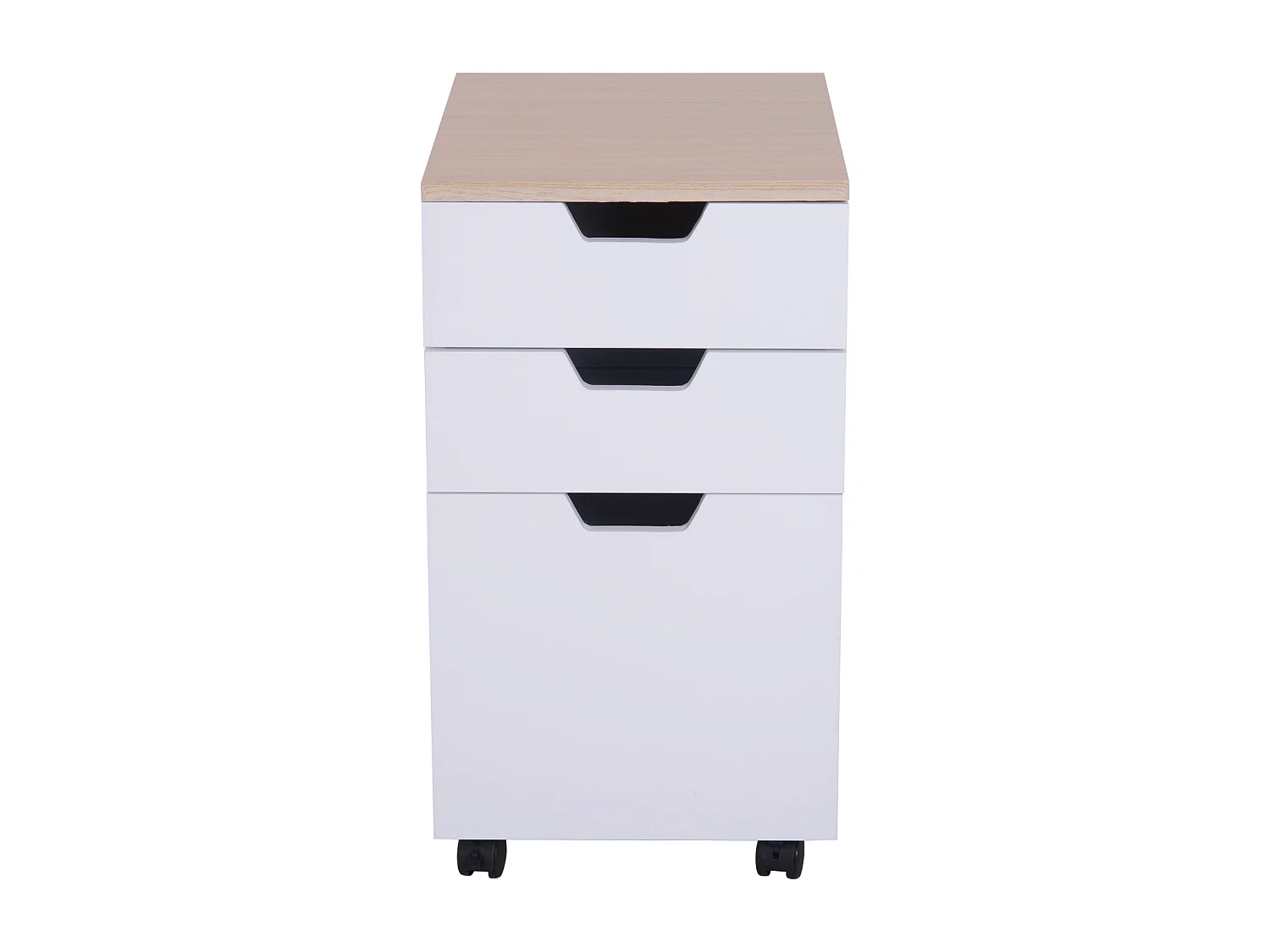HOMCOM Caisson de bureau rangement bureau sur roulettes 3 tiroirs coulissants dim. 34L x 40I x 60,5H cm MDF blanc bois clair