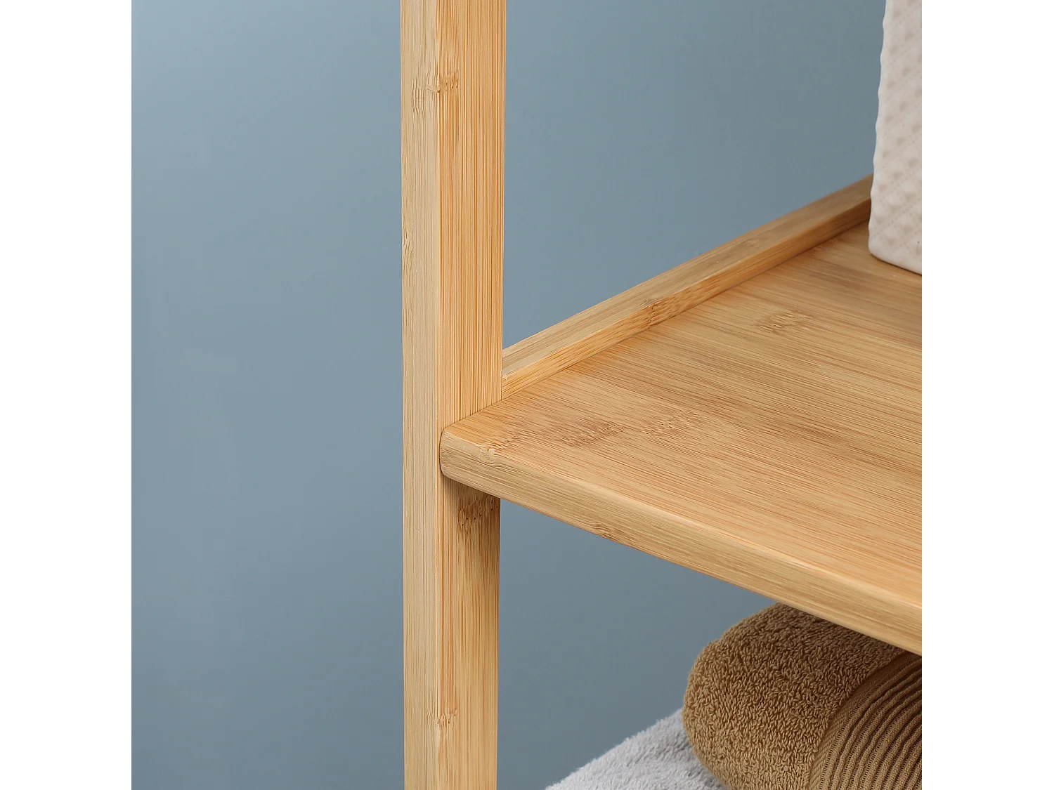 Meuble colonne rangement salle de bain bambou design cosy naturel 2 tiroirs 3 niches H. 140 cm