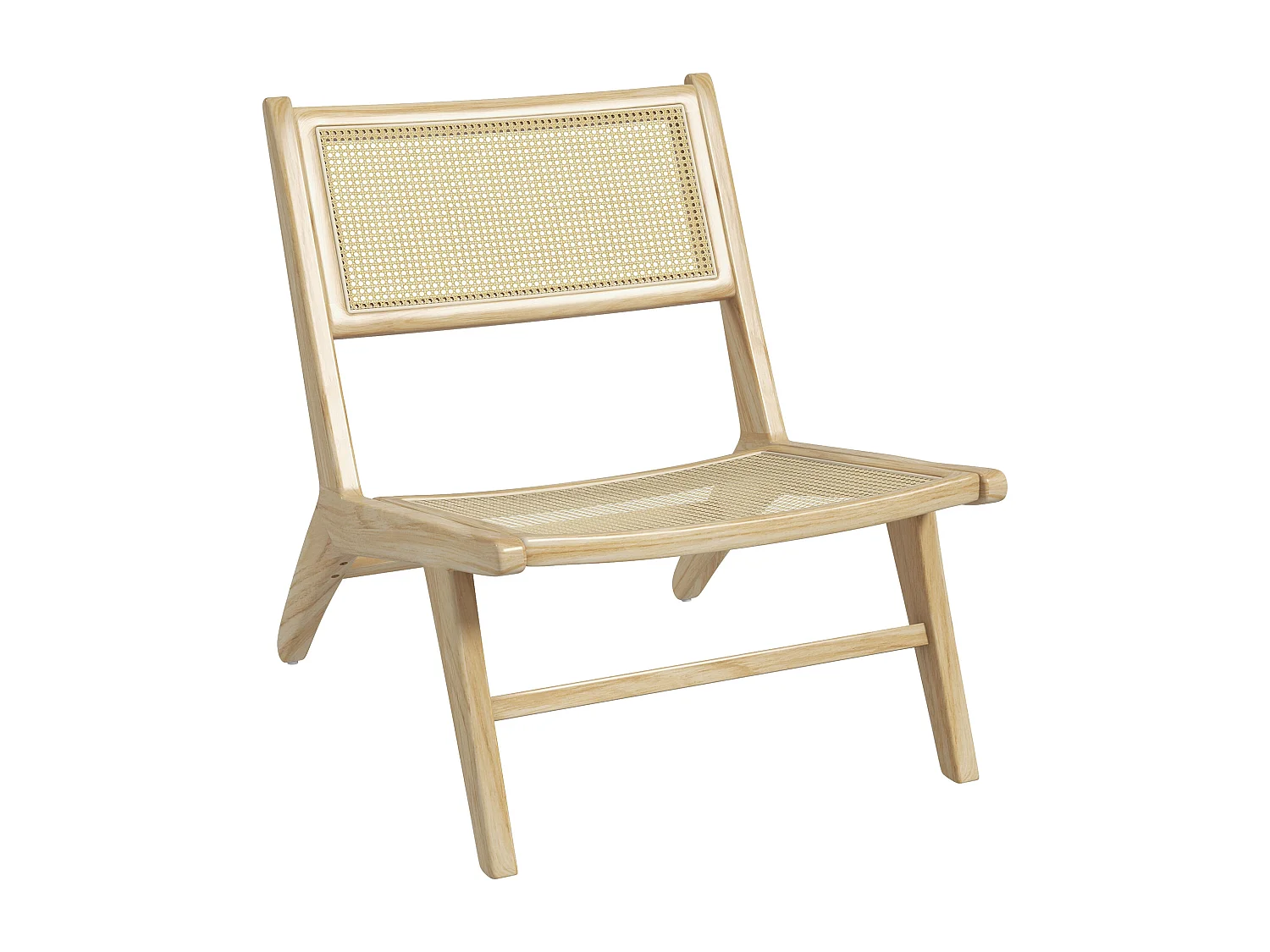 Fauteuil lounge - assise, dossier aspect cannage - assise profonde - bois hévéa