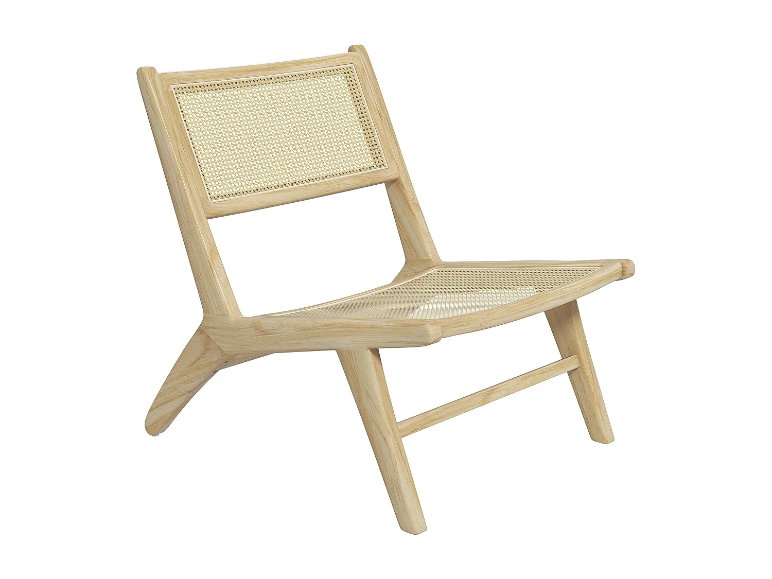 Fauteuil lounge - assise, dossier aspect cannage - assise profonde - bois hévéa