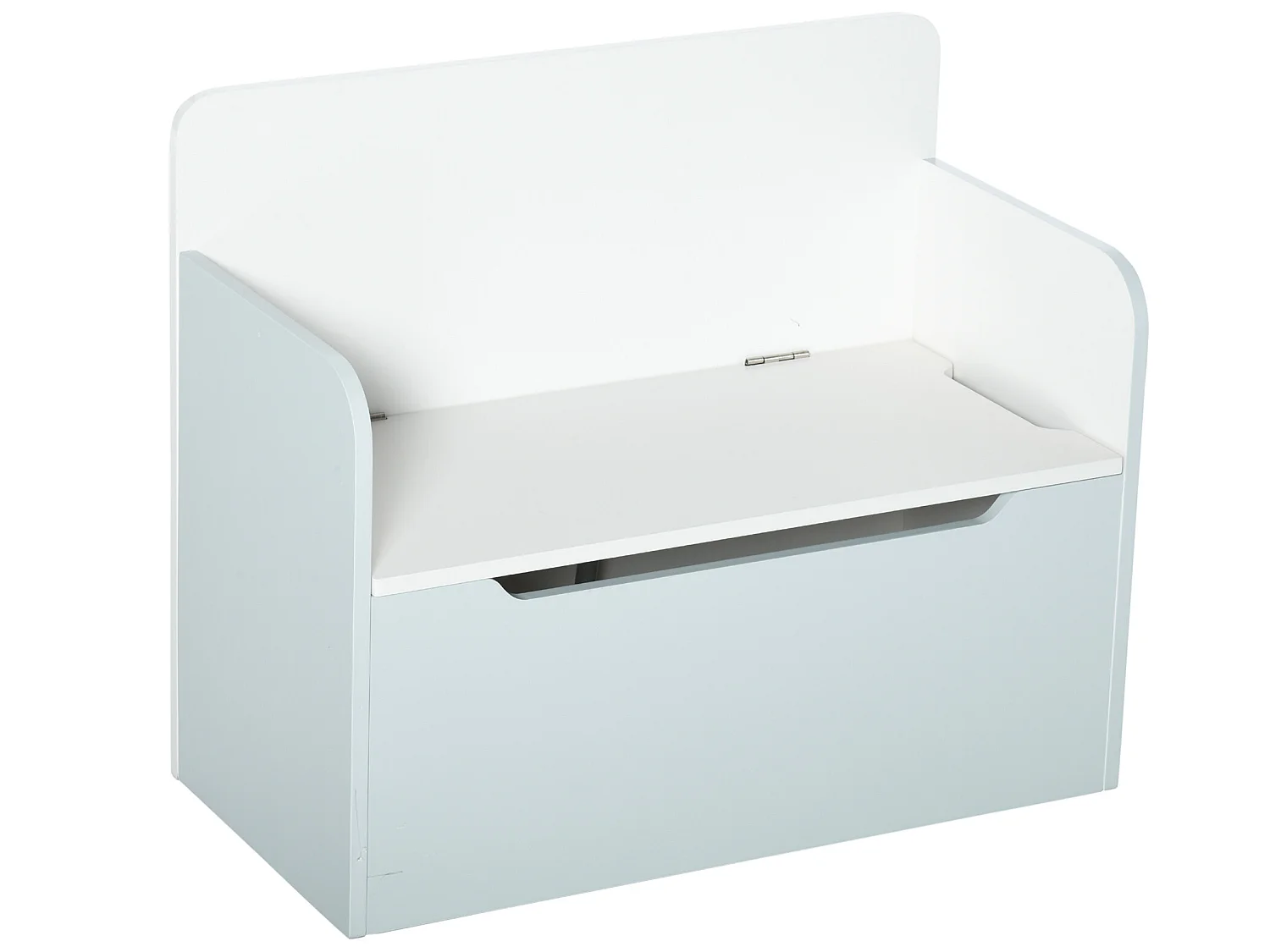 Coffre à jouets banc 2 en 1 - coffre de rangement dim. 60L x 30l x 50H cm - vérin pneumatique MDF bleu clair